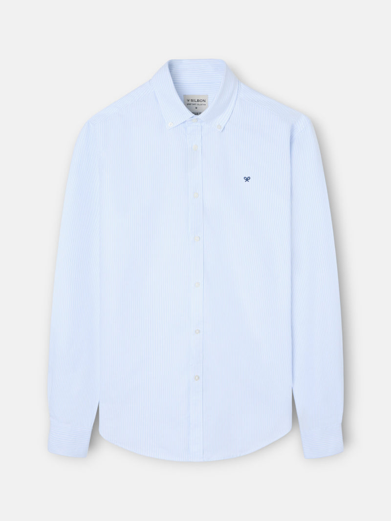 Camisa sport oxford regular fit rayas celeste