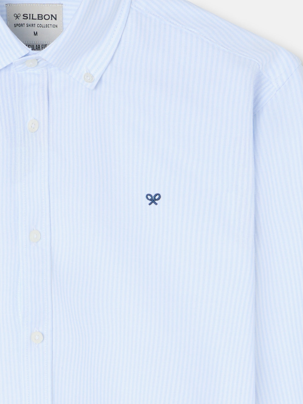 Camisa sport oxford regular fit riscas azul claro