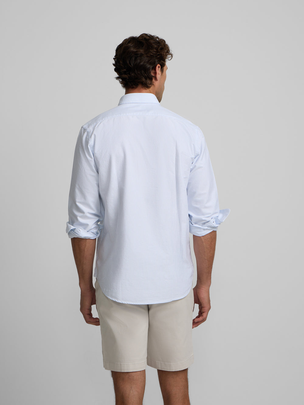 Camisa sport oxford regular fit riscas azul claro