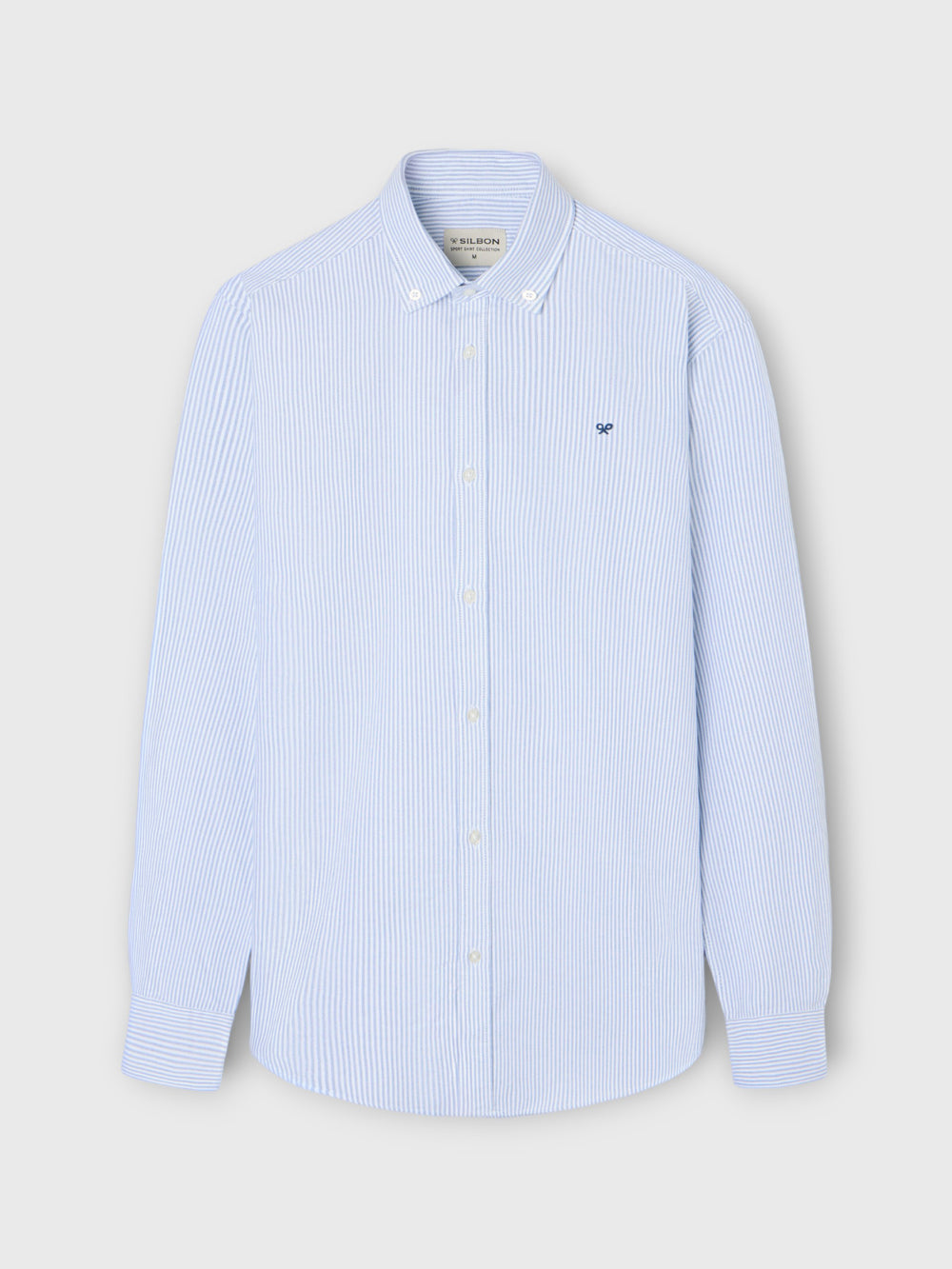 Camisa sport oxford raquetas rayas azul medio