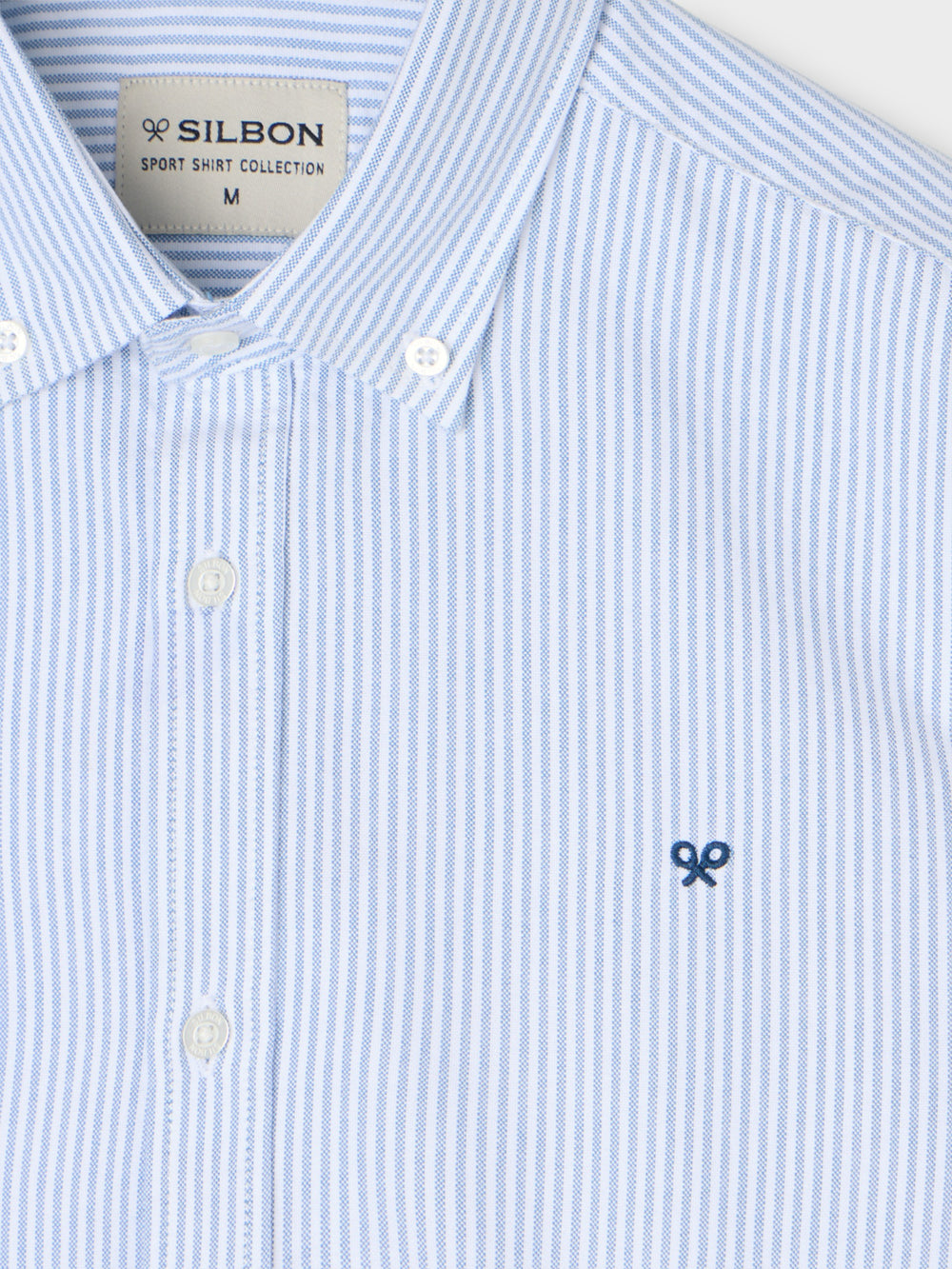 Camisa sport oxford raquetas rayas azul medio