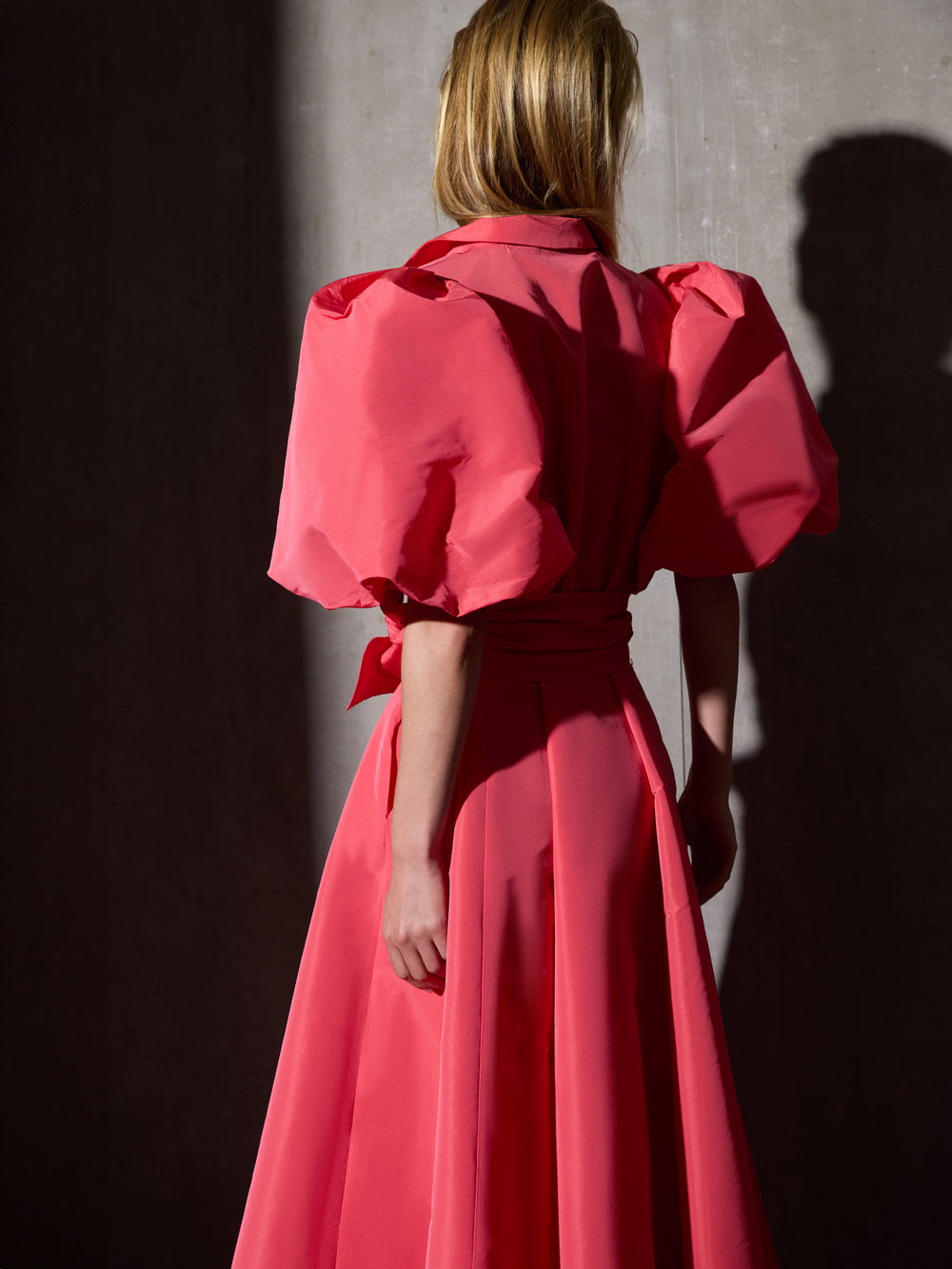 CaprileXSilbon red taffeta shirt dress