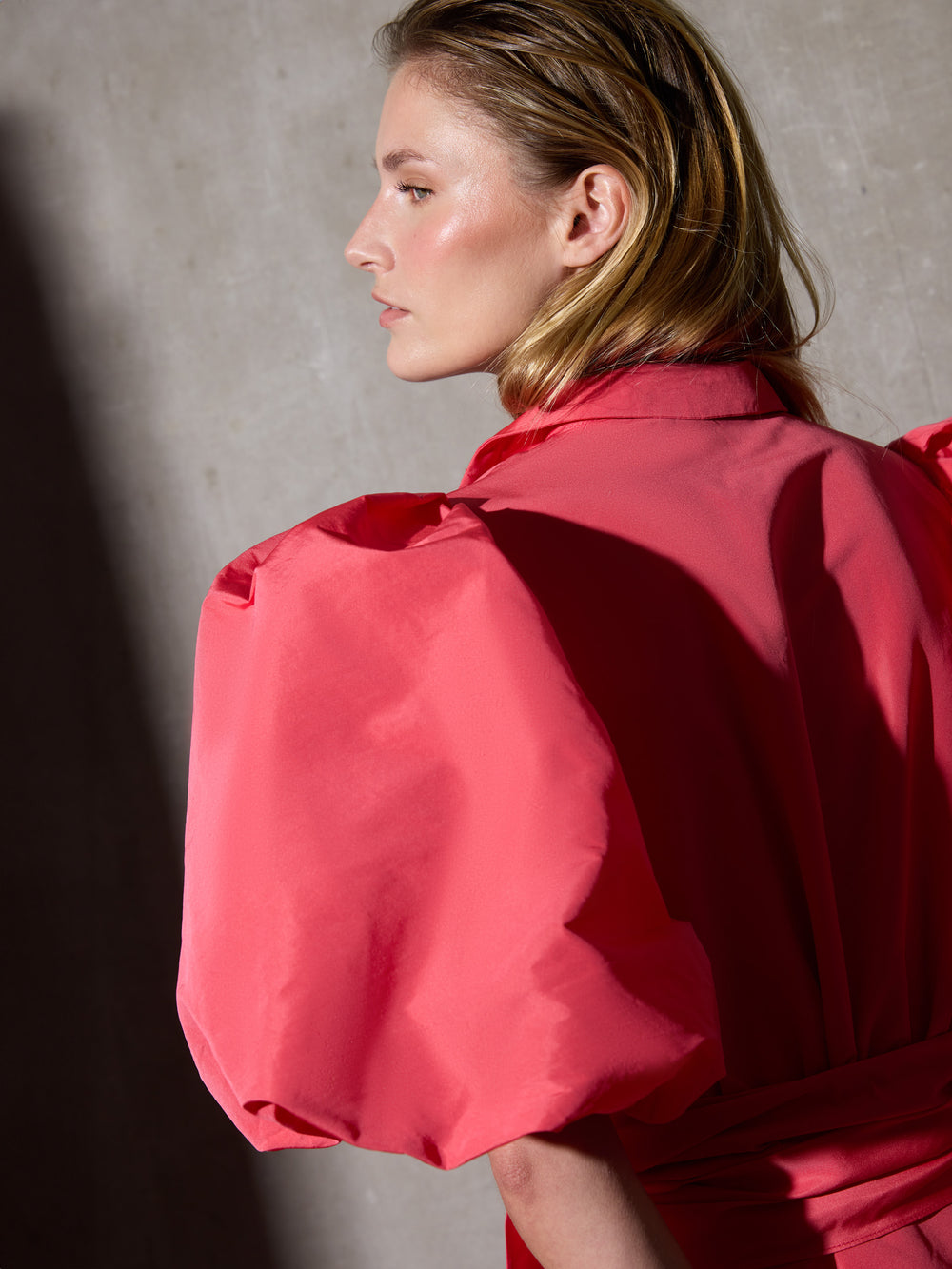 CaprileXSilbon red taffeta shirt dress