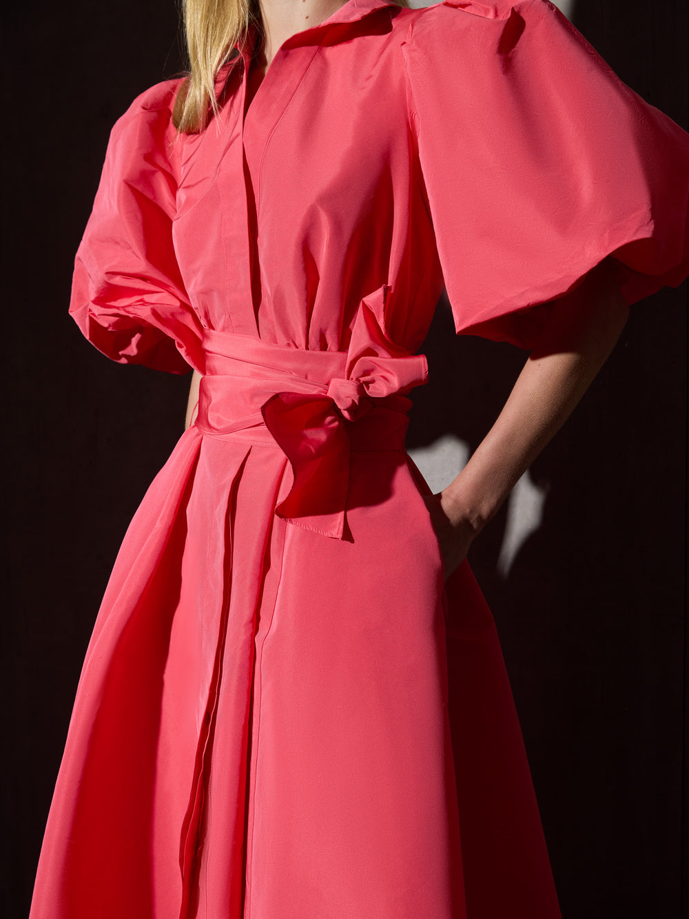 CaprileXSilbon red taffeta shirt dress