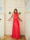 Vestido CaprileXSilbon plissado laço coral