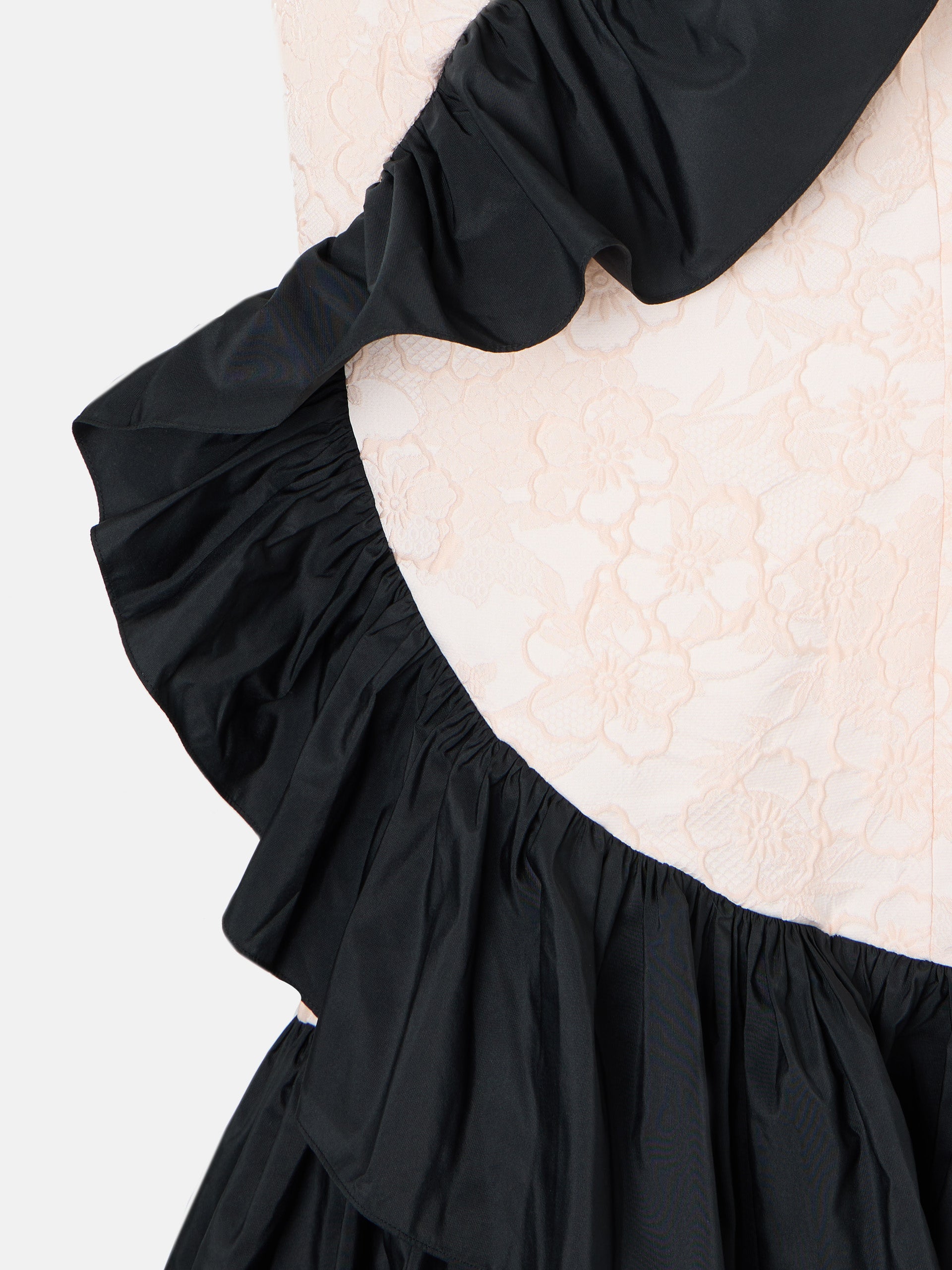 CaprileXSilbon two-tone dress with ivory ruffle