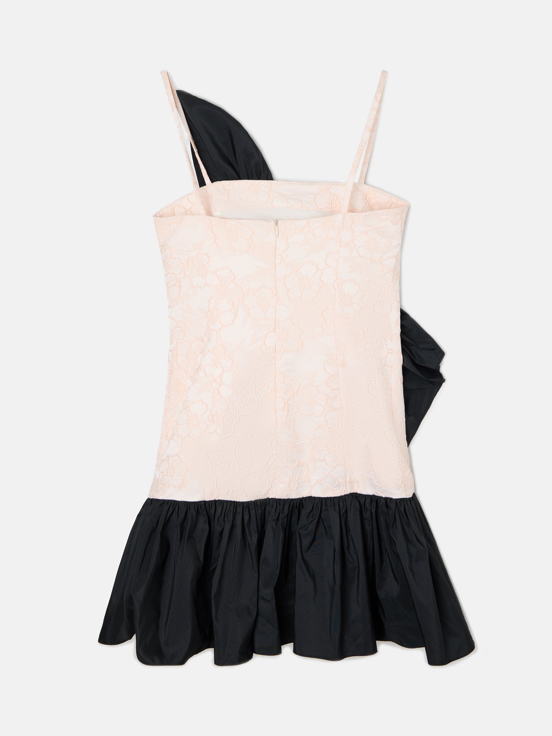CaprileXSilbon two-tone dress with ivory ruffle