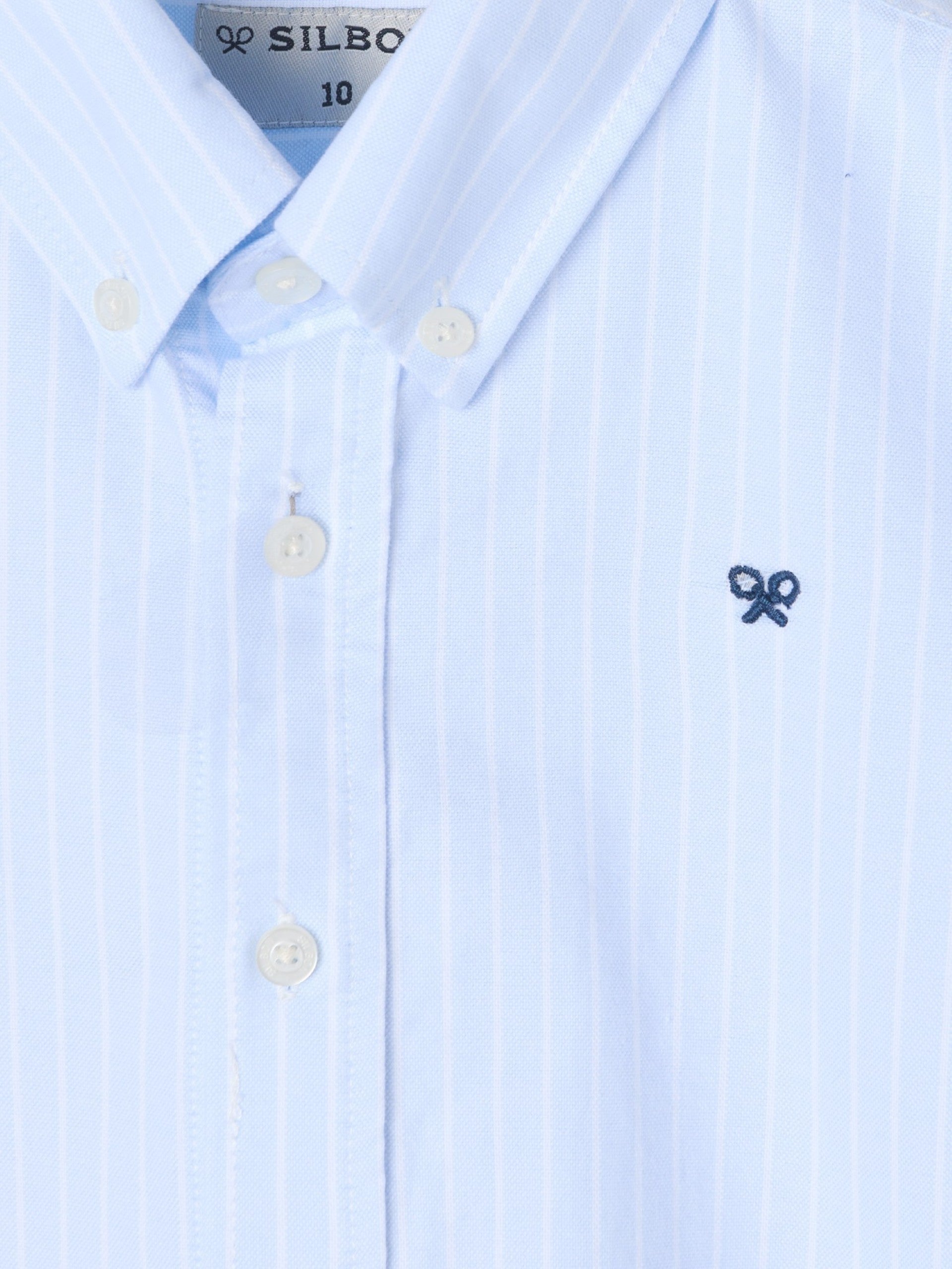 Camisa sport oxford kids celeste raya fina blanca