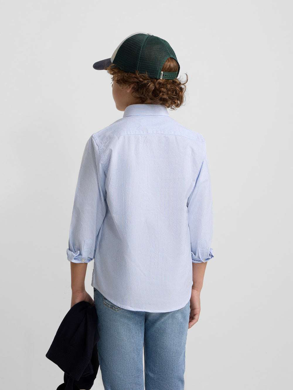 Kids' sport shirt oxford light blue stripe
