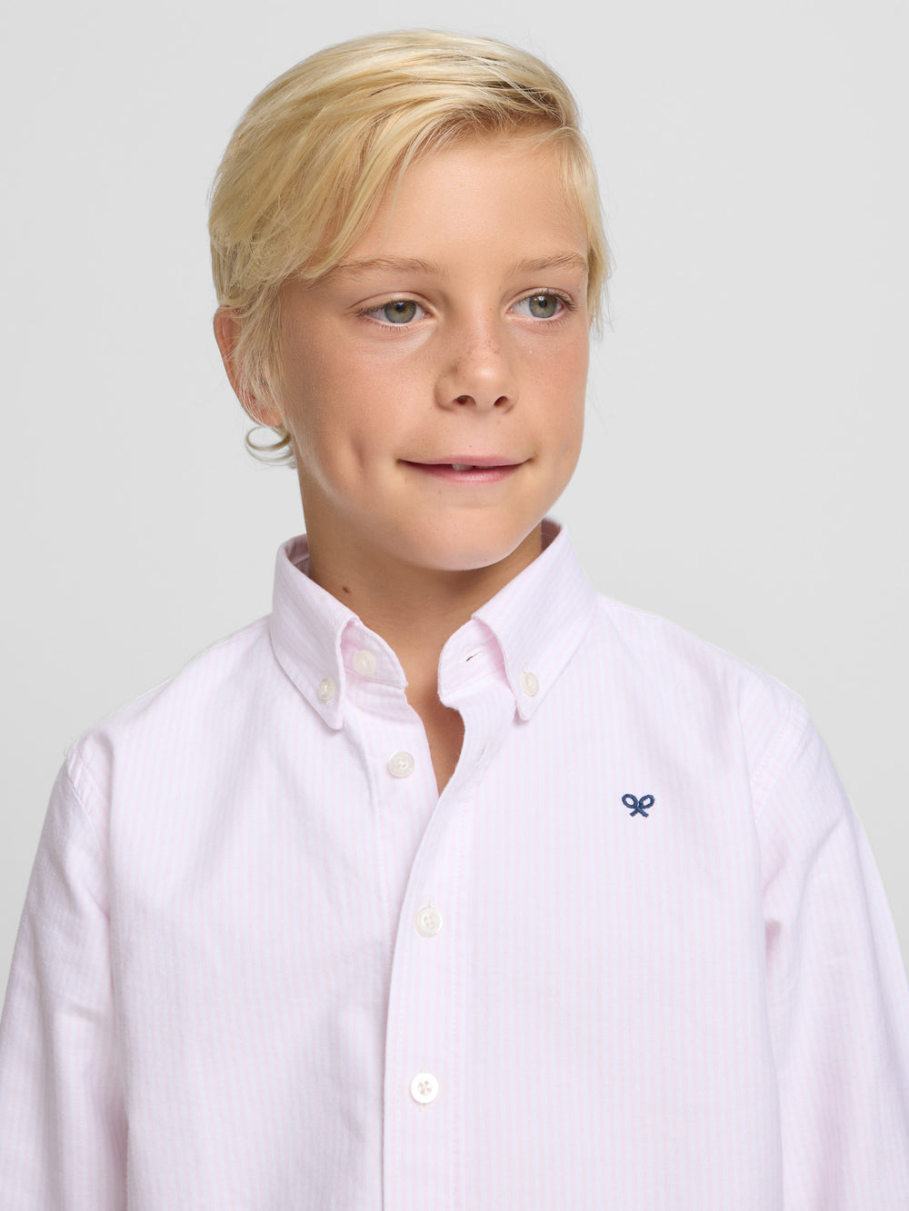 Kids' sport oxford shirt with pink racket stripes