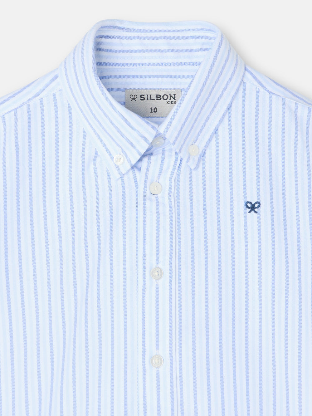 Kids' sport oxford shirt navy blue stripes
