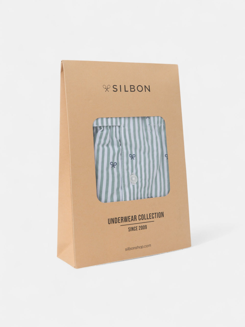 Green striped racquet boxer shorts