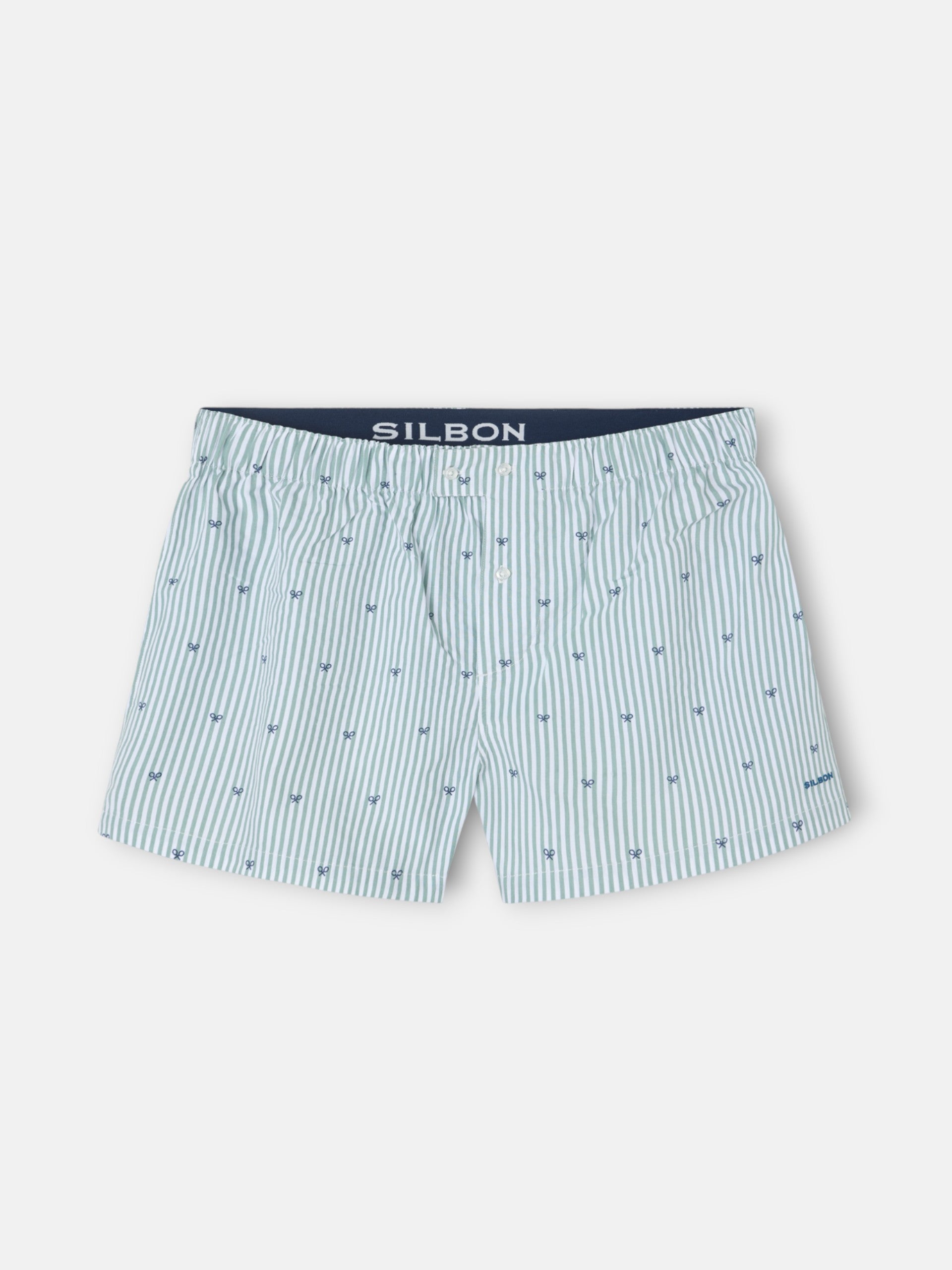 Green striped racquet boxer shorts