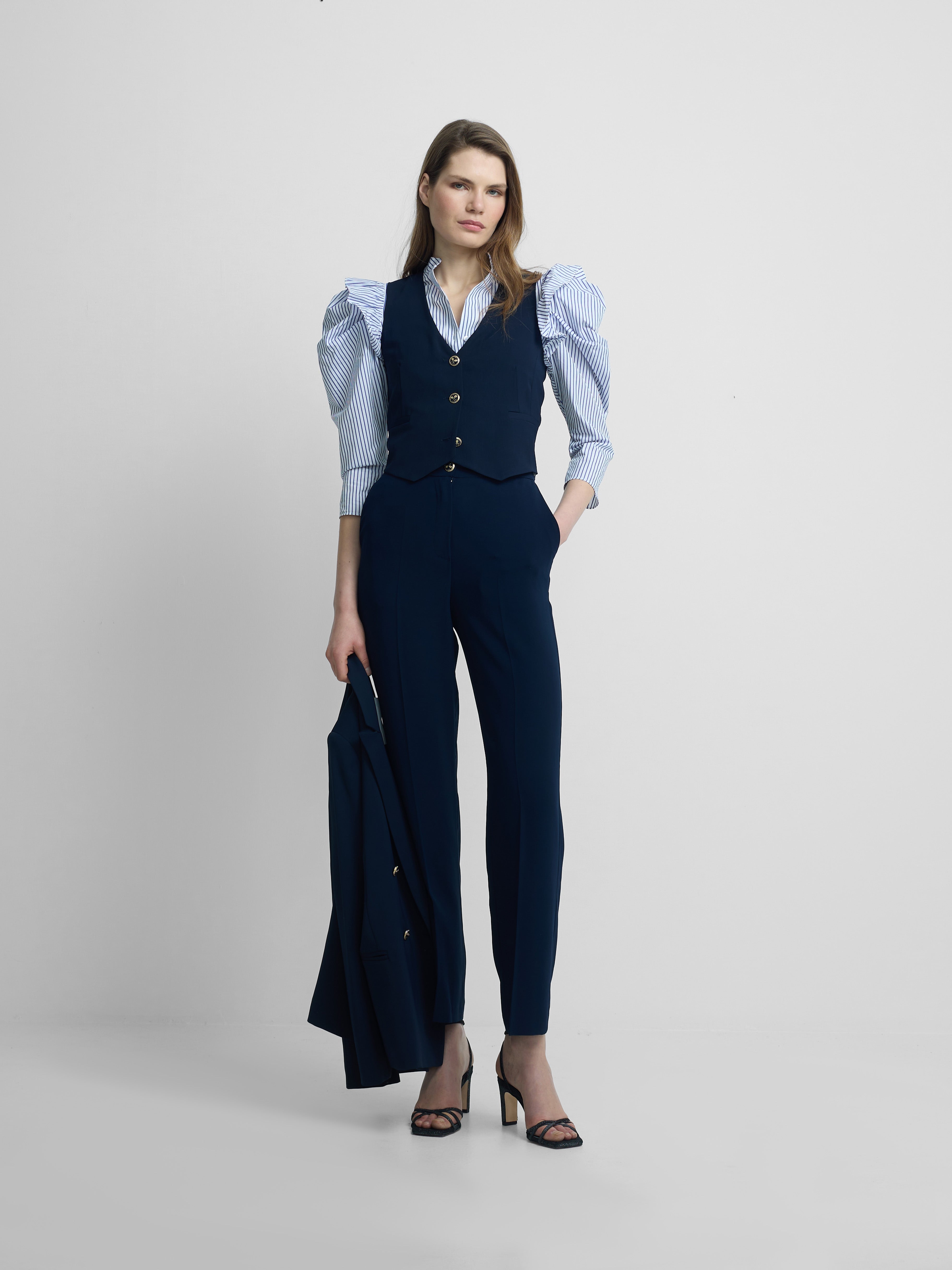 Classic navy blue women's trousers