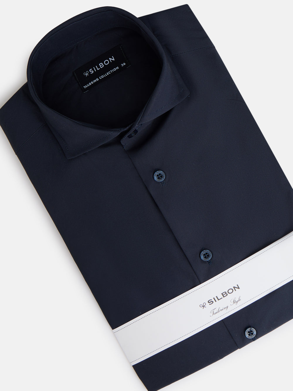 Navy blue plain dress shirt