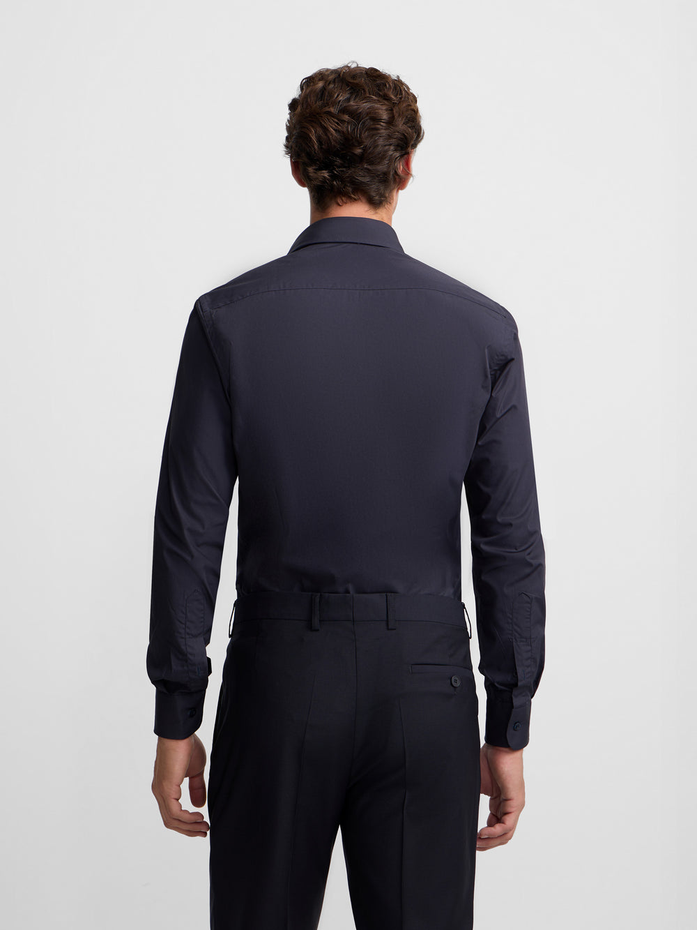Navy blue plain dress shirt