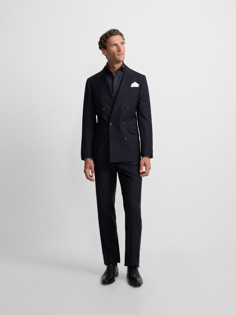 Blazer de fato cruzado stretch azul-marinho