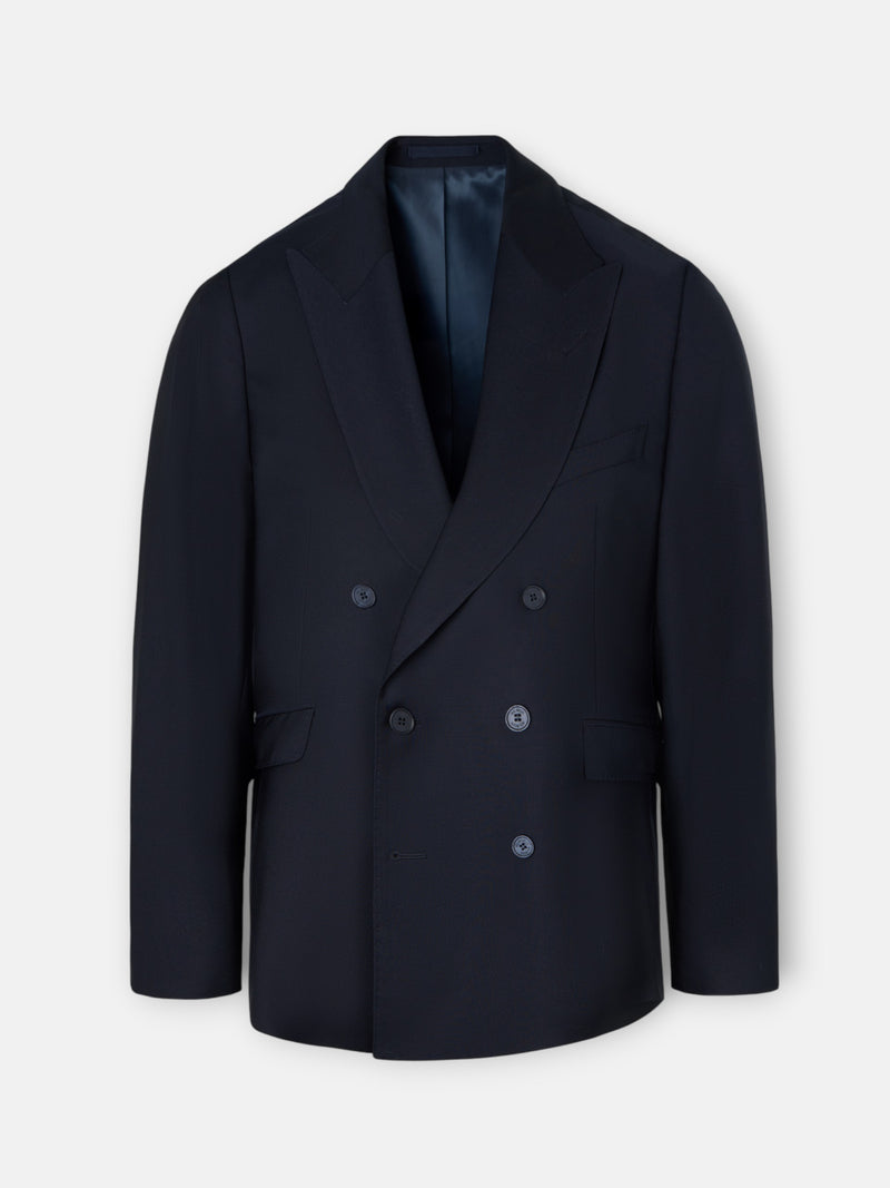 Blazer de fato cruzado stretch azul-marinho