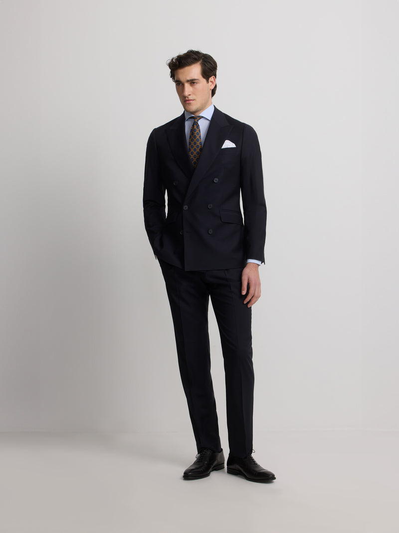 Blazer de fato cruzado stretch azul-marinho