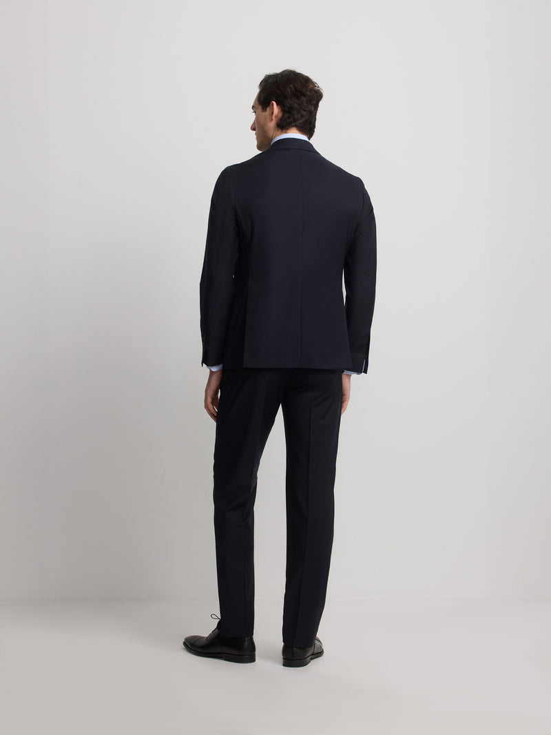 Blazer de fato cruzado stretch azul-marinho