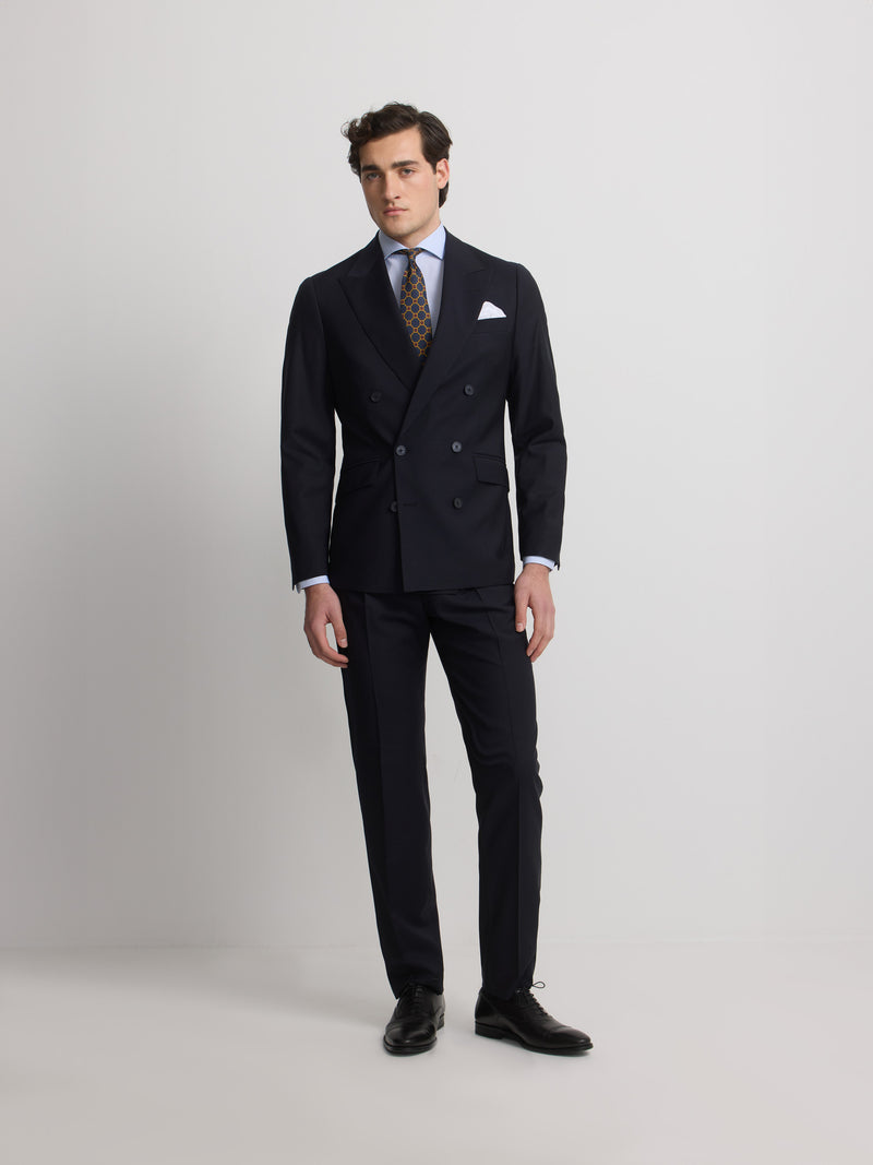 Blazer de fato cruzado stretch azul-marinho