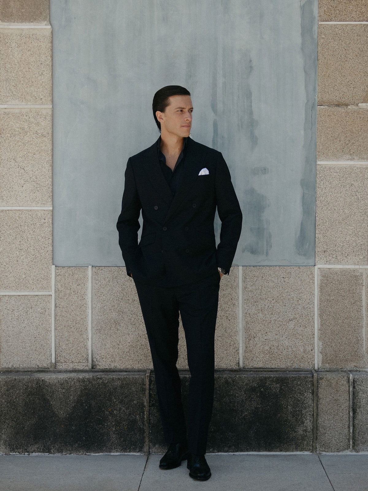 Pantalon traje cruzado stretch navy