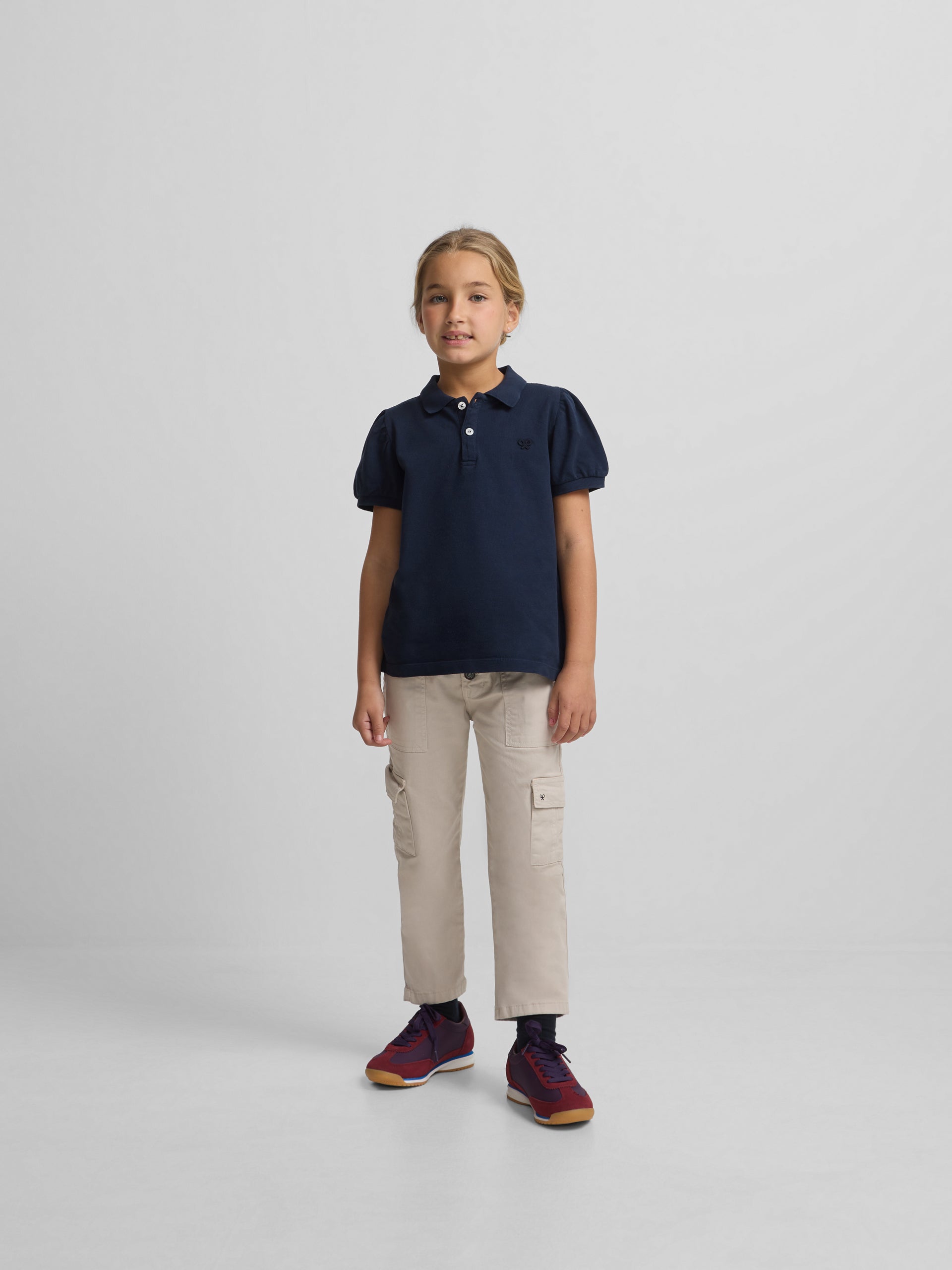 Polo fille classique bleu marine