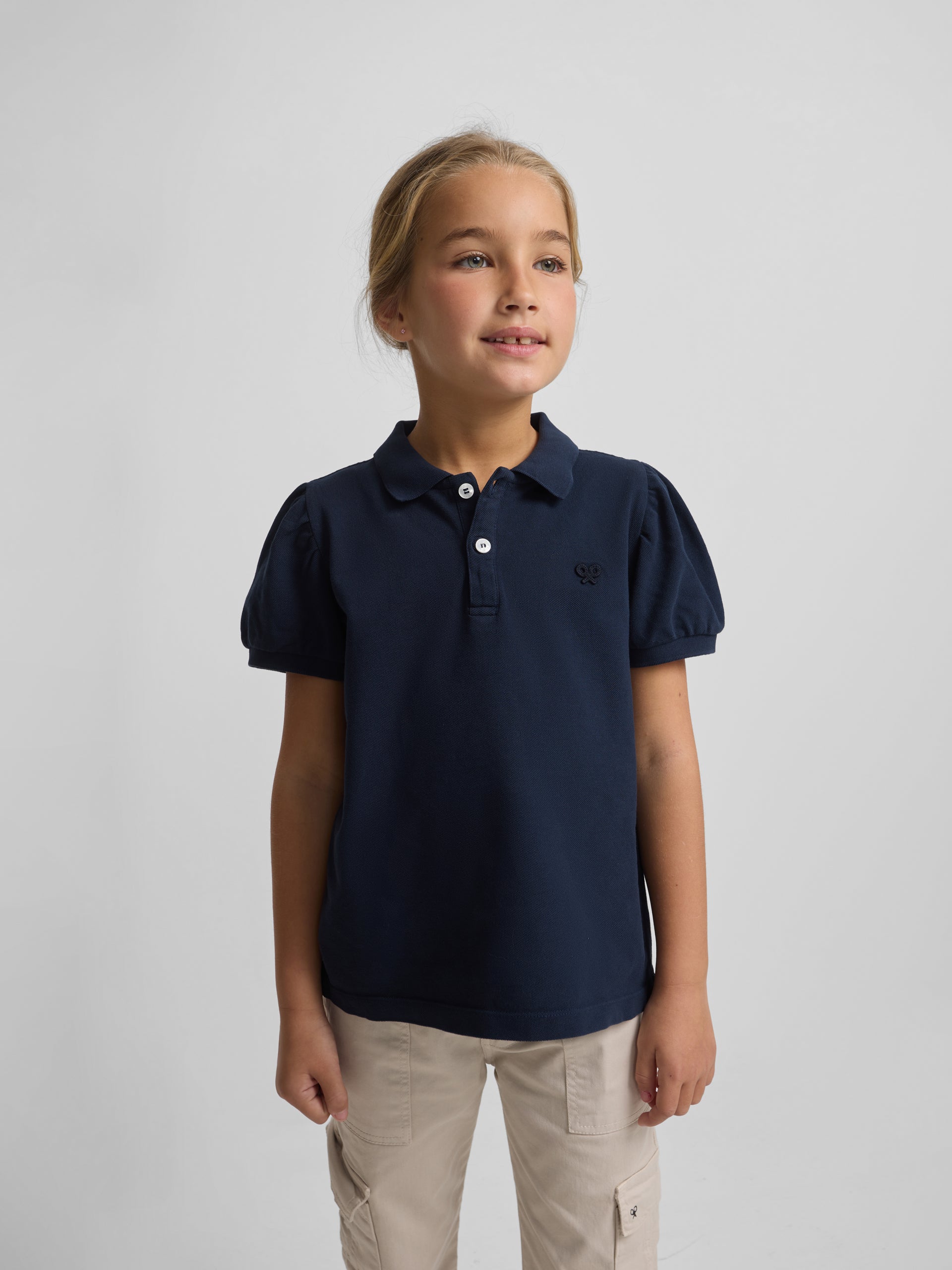 Polo fille classique bleu marine