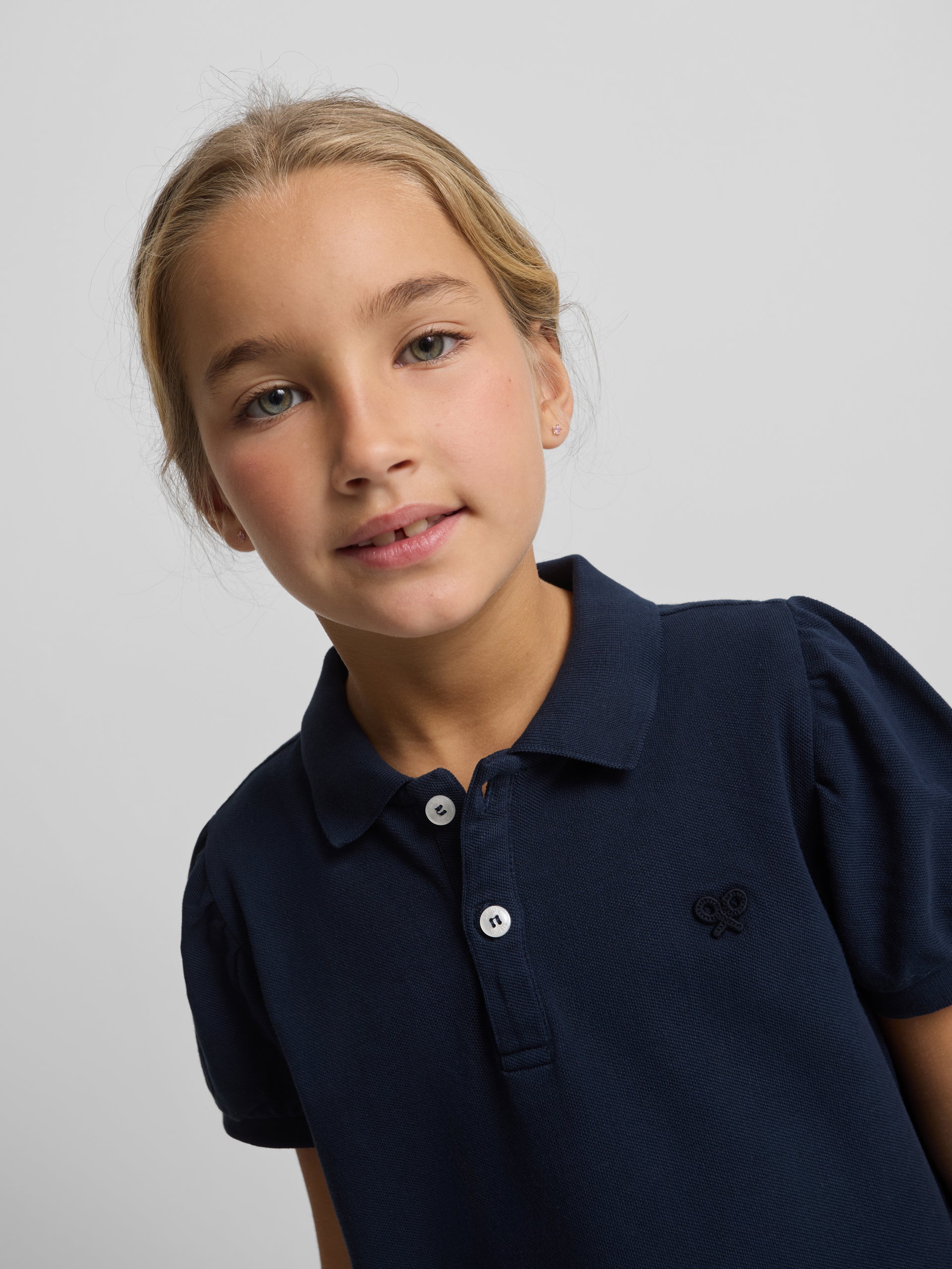 Polo fille classique bleu marine