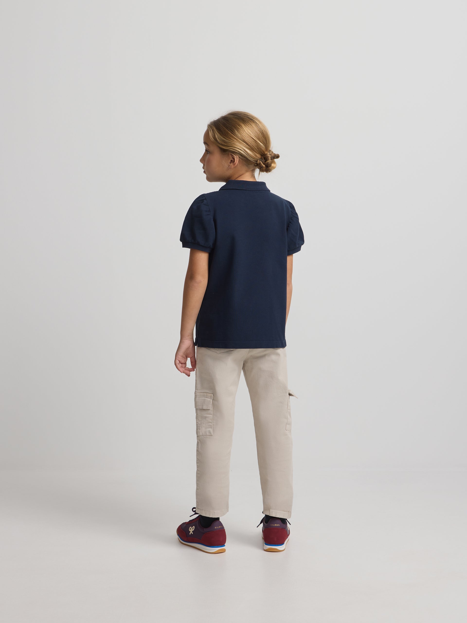 Polo fille classique bleu marine