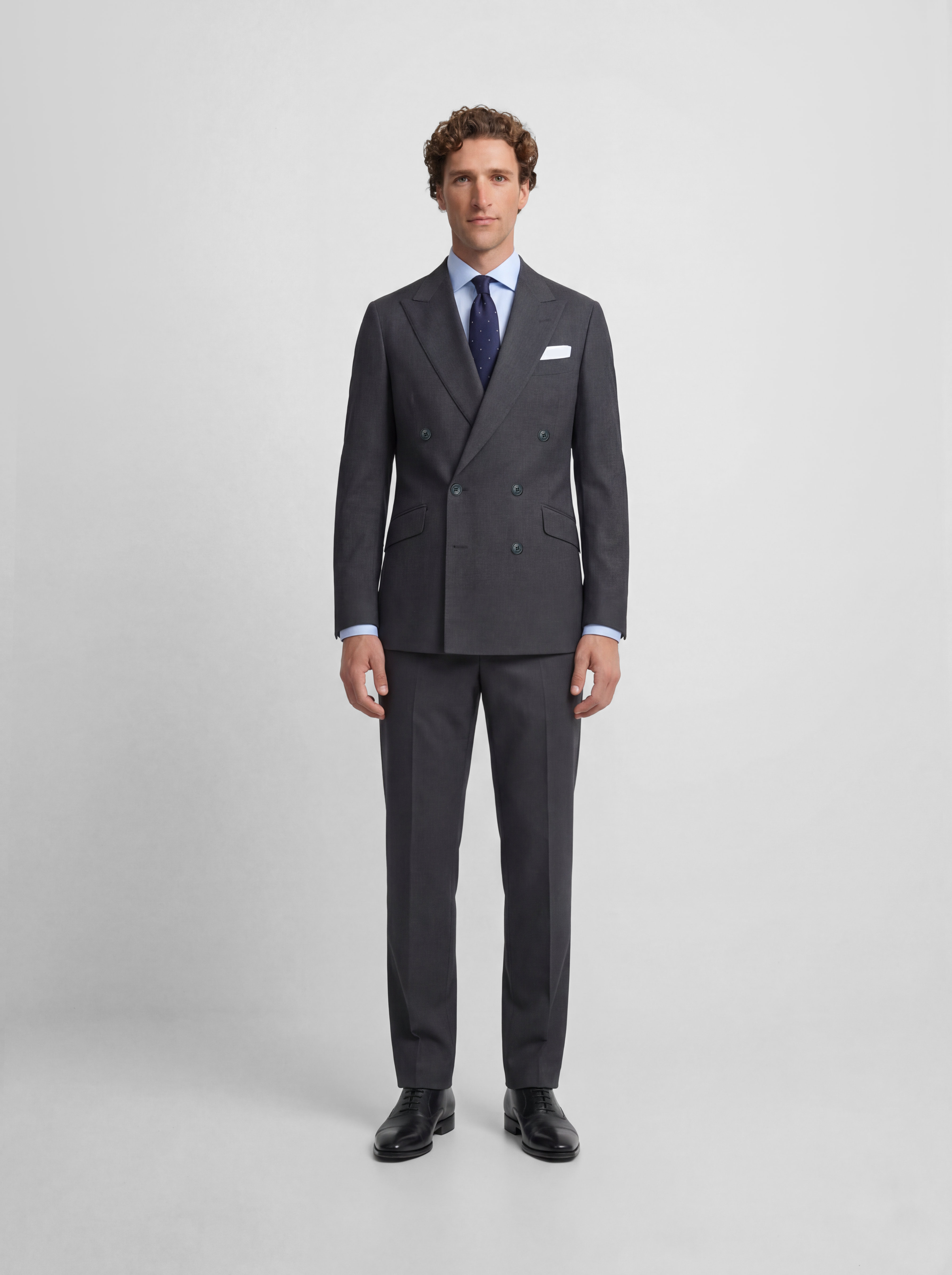 Blazer de fato cruzado stretch cinzento