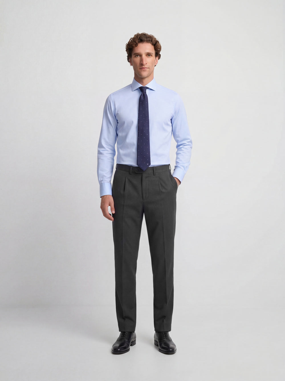 Pantalon traje cruzado stretch grey
