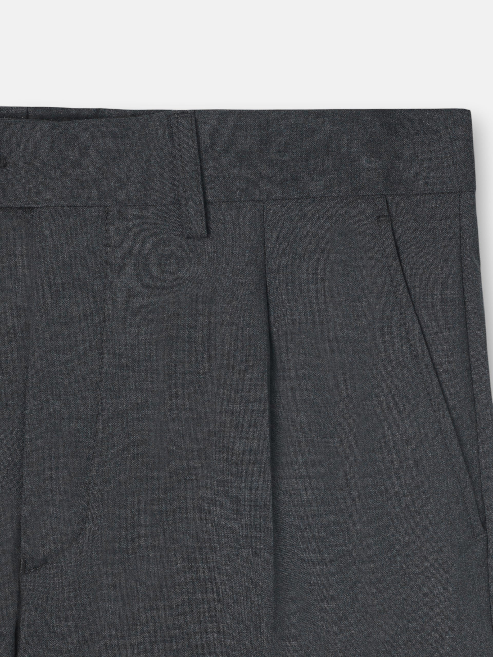 Stretch grey double-breasted suit trousers