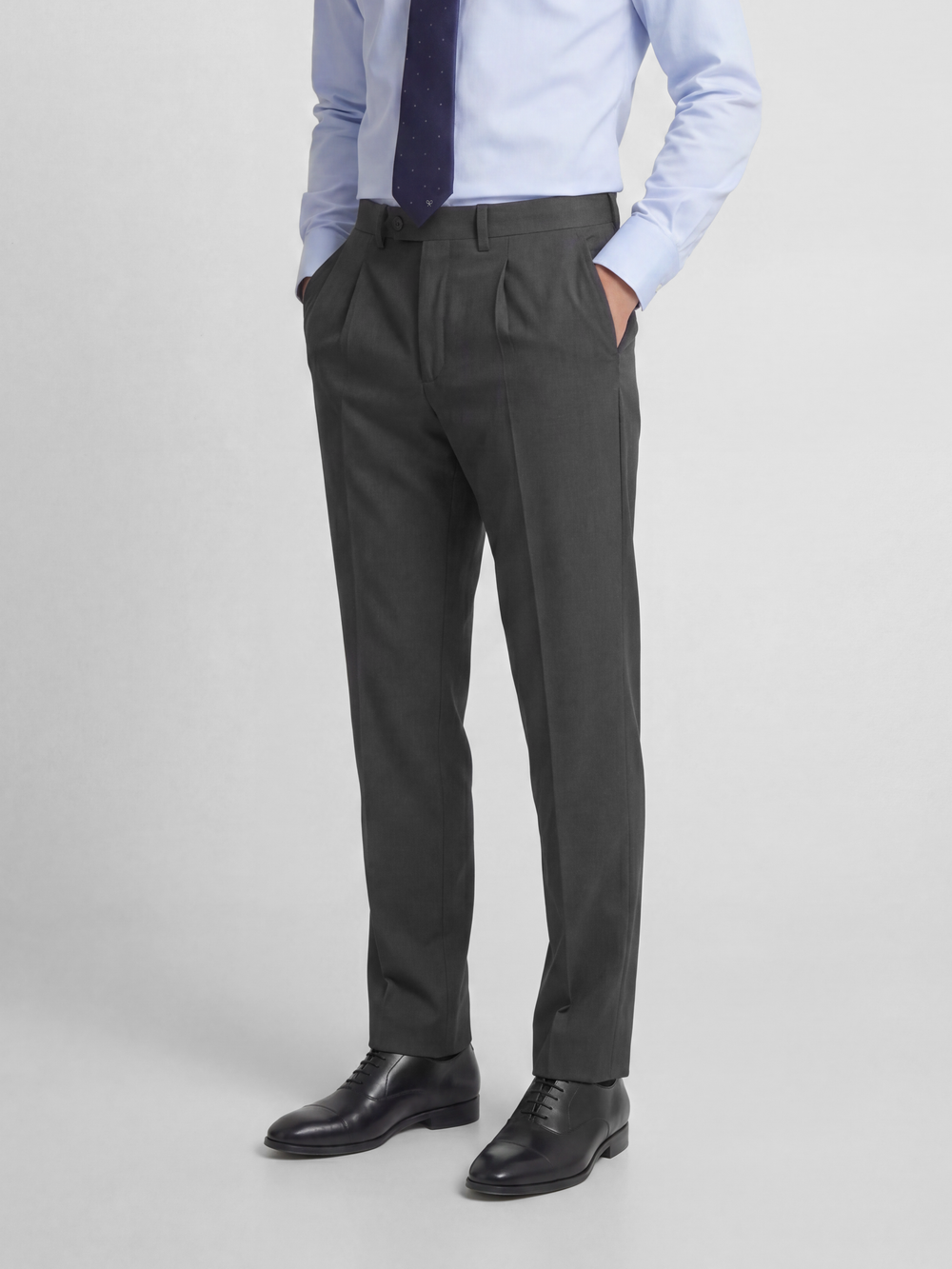 Pantalon traje cruzado stretch grey