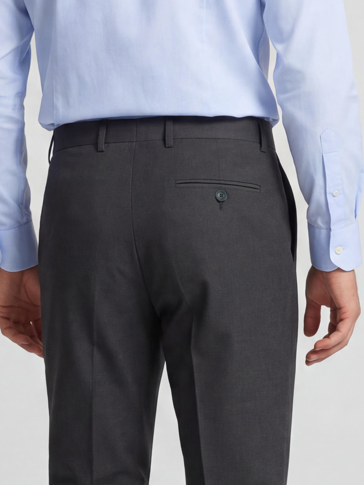Stretch grey double-breasted suit trousers