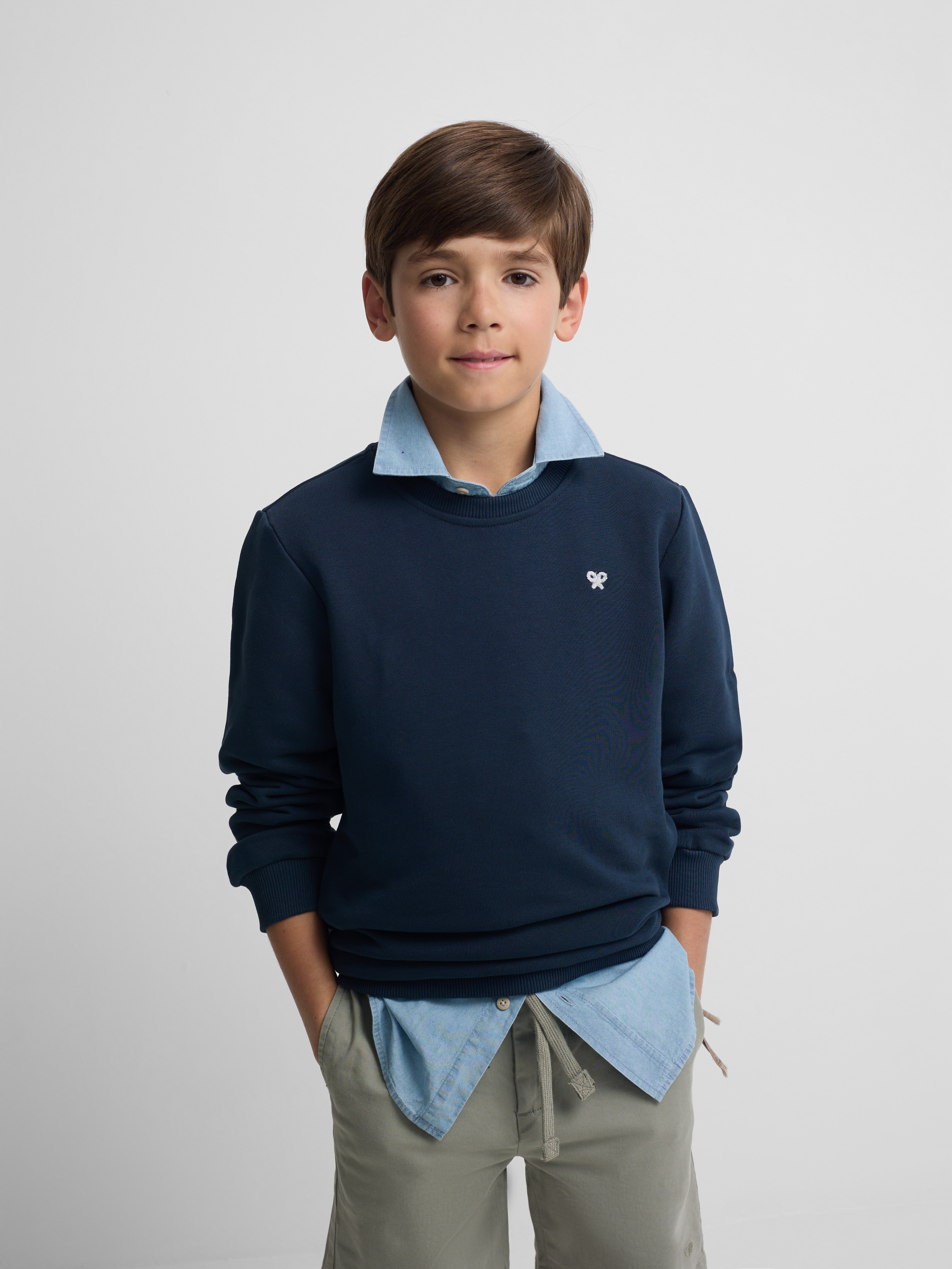 Sudadera kids minilogo rizo azul marino