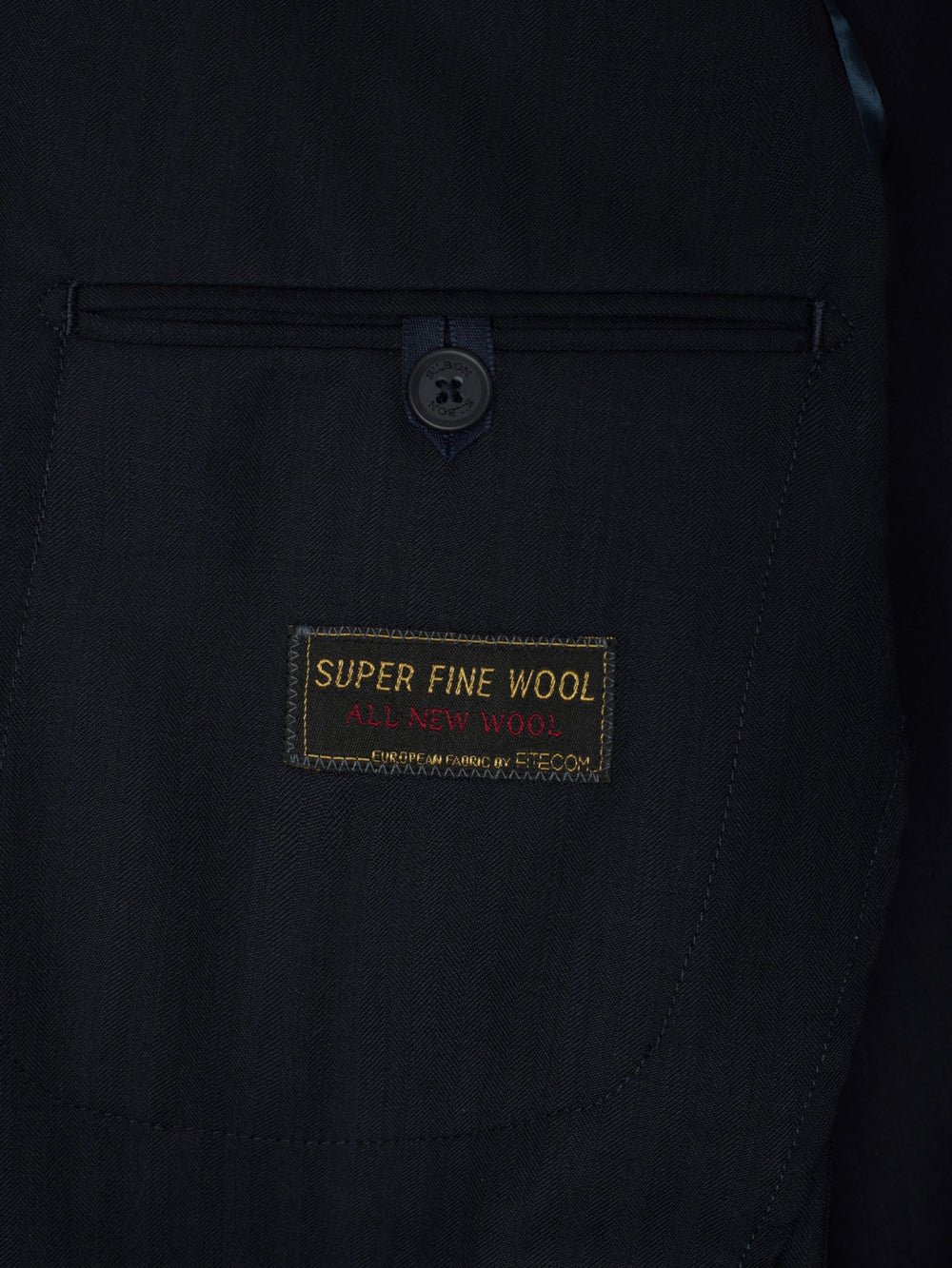 Navy blue herringbone suit jacket