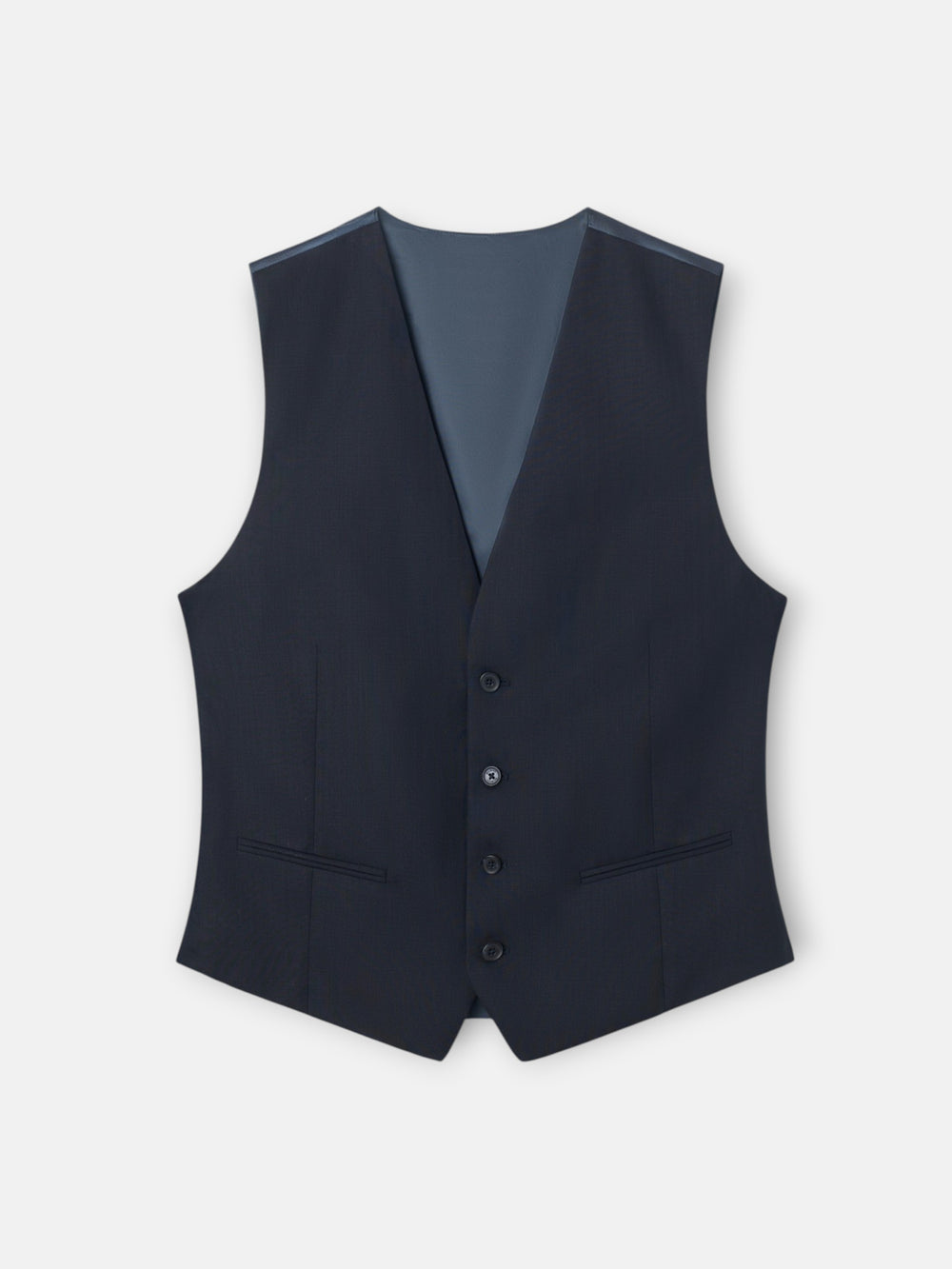 Straight herringbone navy blue suit vest