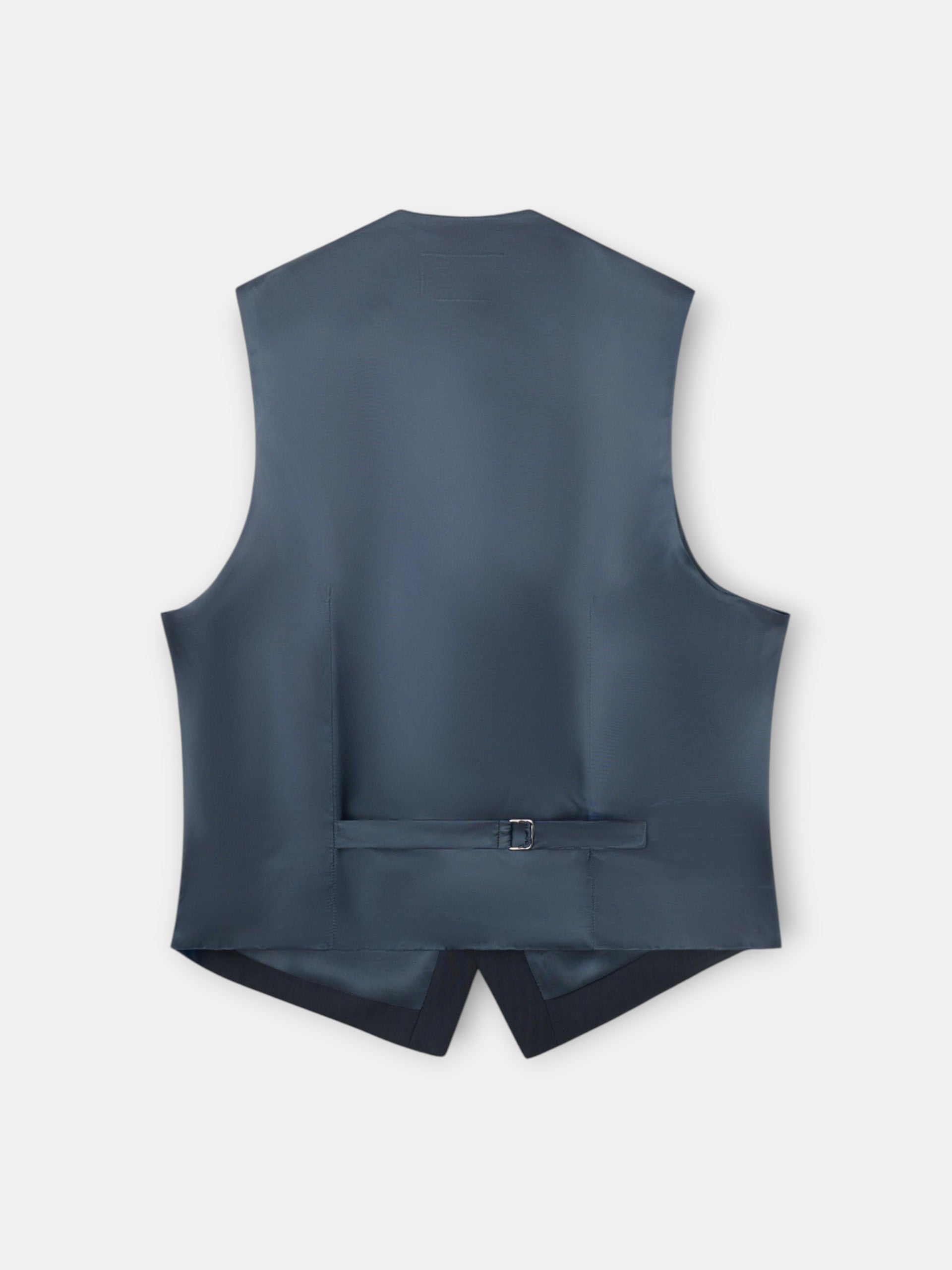 Chaleco recto traje herringbone azul marino