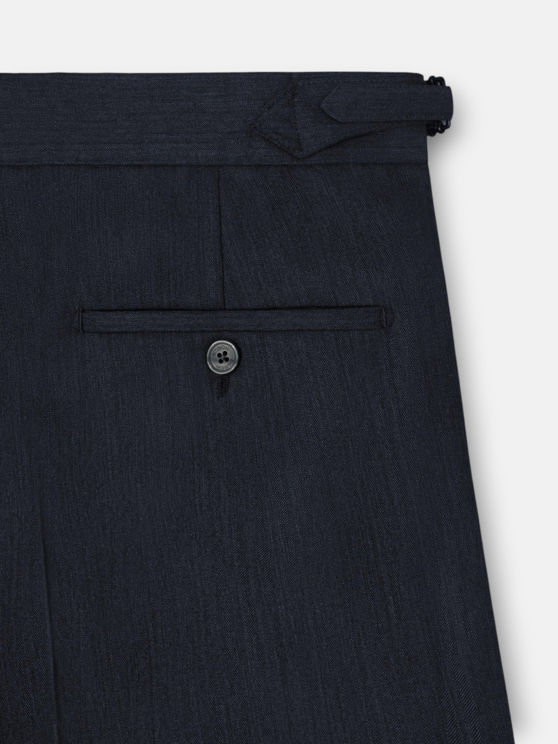 Pantalon traje herringbone azul marino