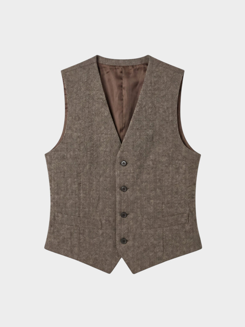Traje MTM tres piezas british heritage espiga beige 100% lana