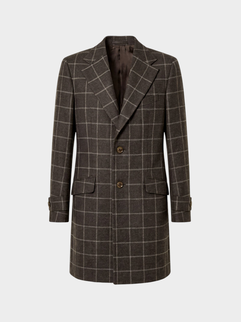 Abrigo MTM sartorial cuadro ventana heritage marrón 100% lana inglesa