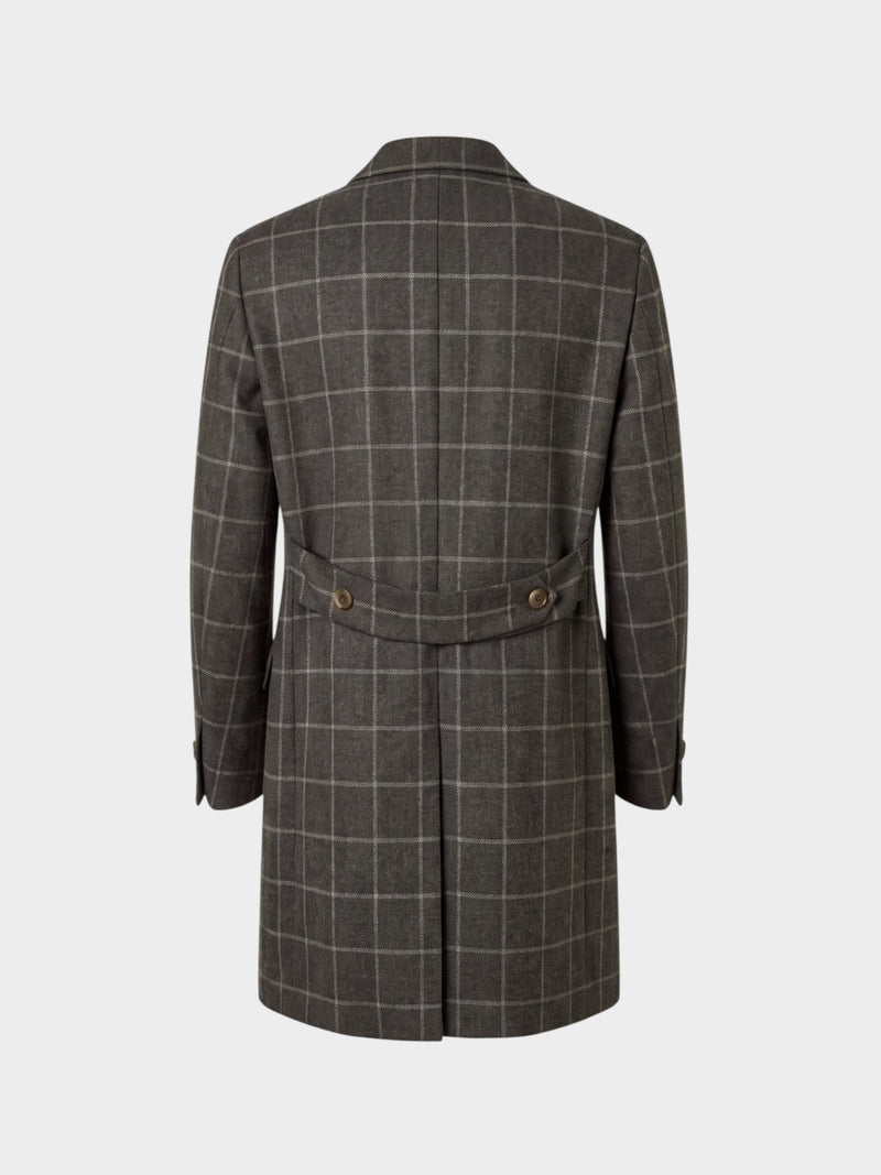 Abrigo MTM sartorial cuadro ventana heritage marrón 100% lana inglesa