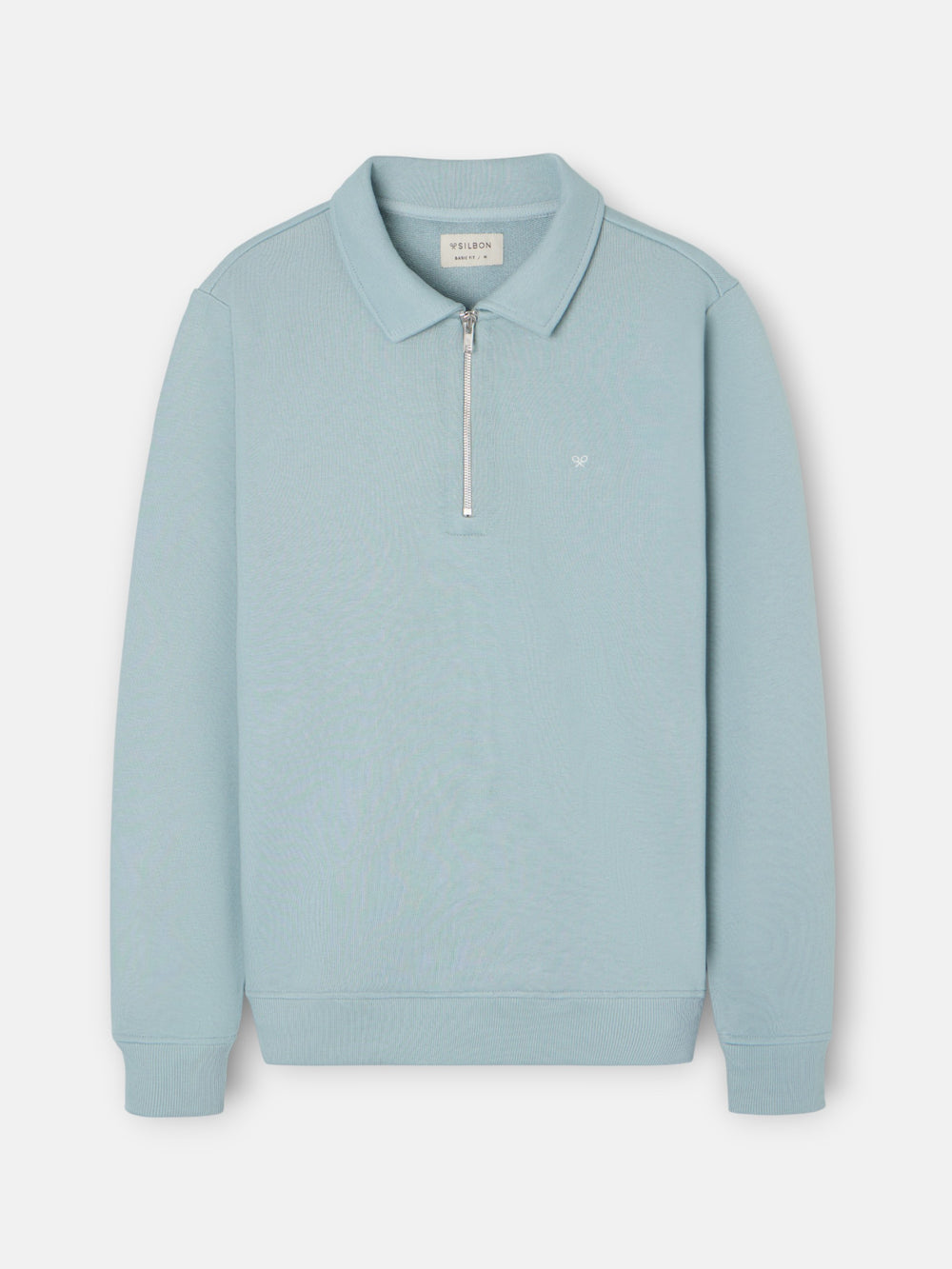 Sudadera media cremallera minilogo aguamarina