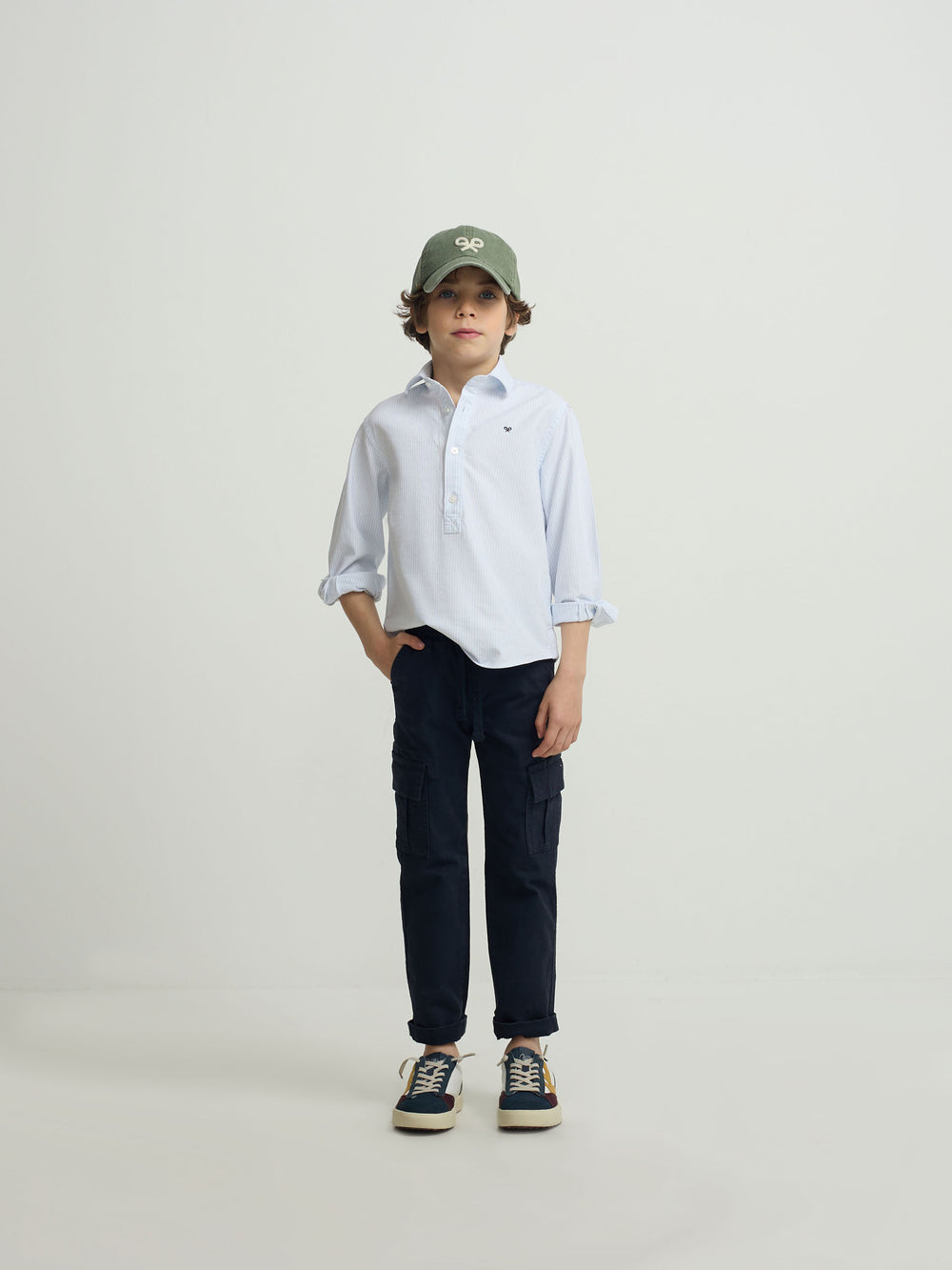 Polera sport kids rayas vertical azul