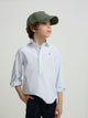 Kids' sport polo with blue vertical stripes