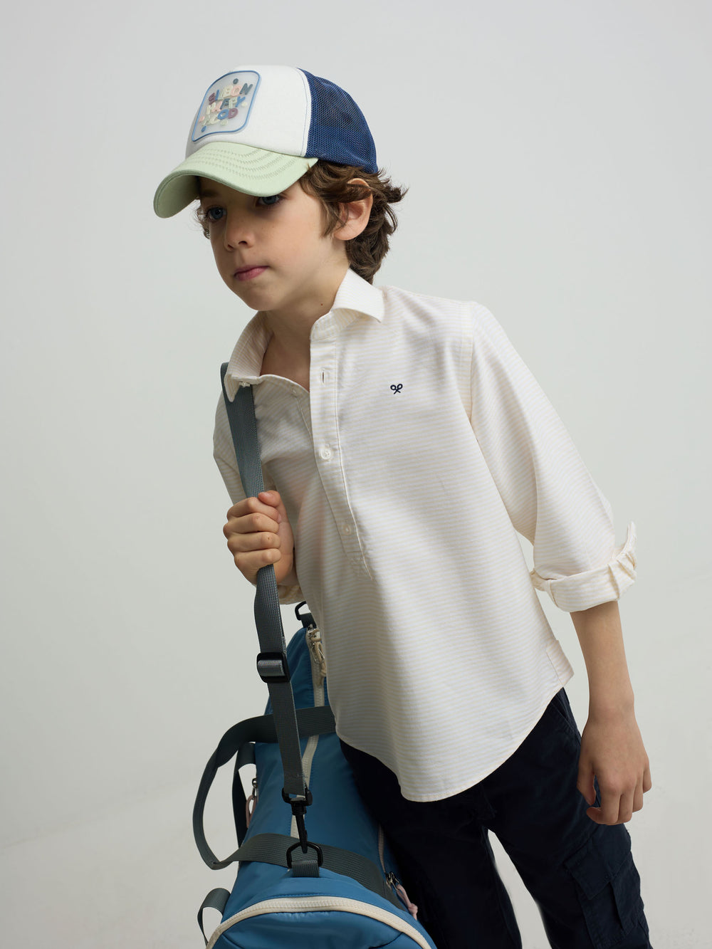 Camisola desportiva criança riscas horizontais amarelas