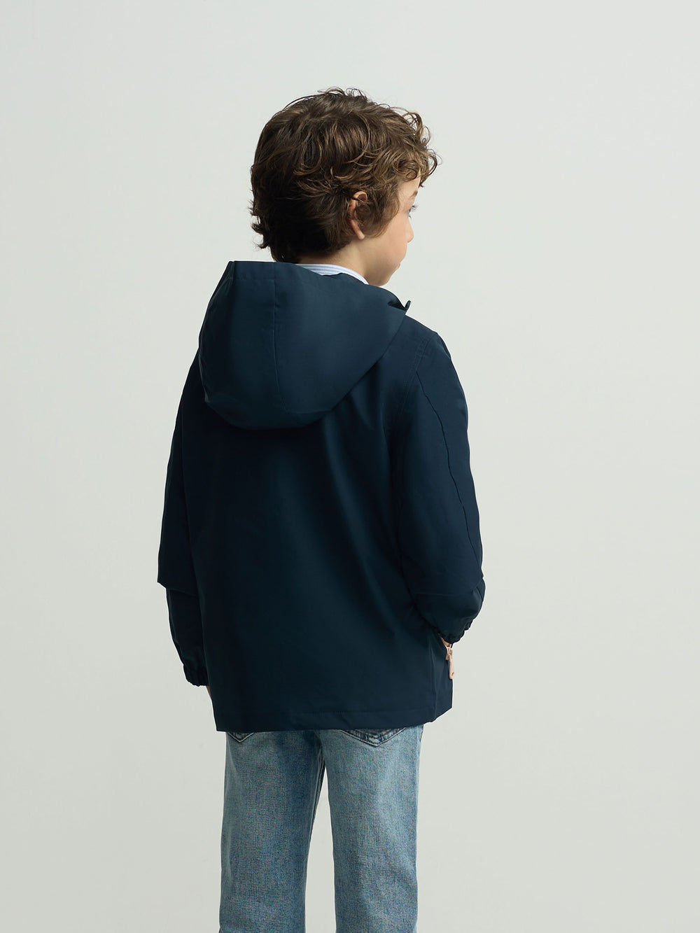 Kids multicolor zip-up windbreaker navy blue