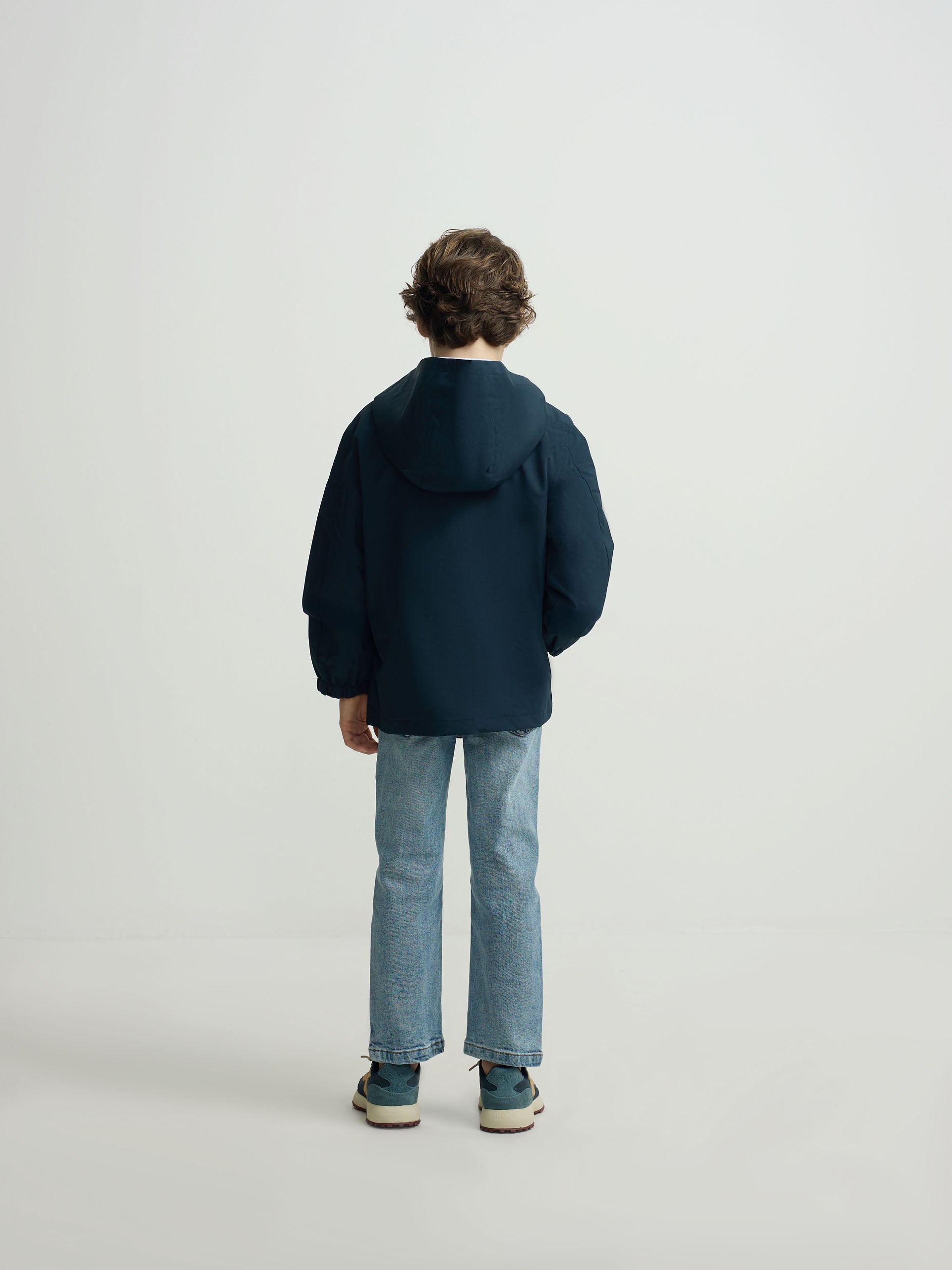 Kids multicolor zip-up windbreaker navy blue