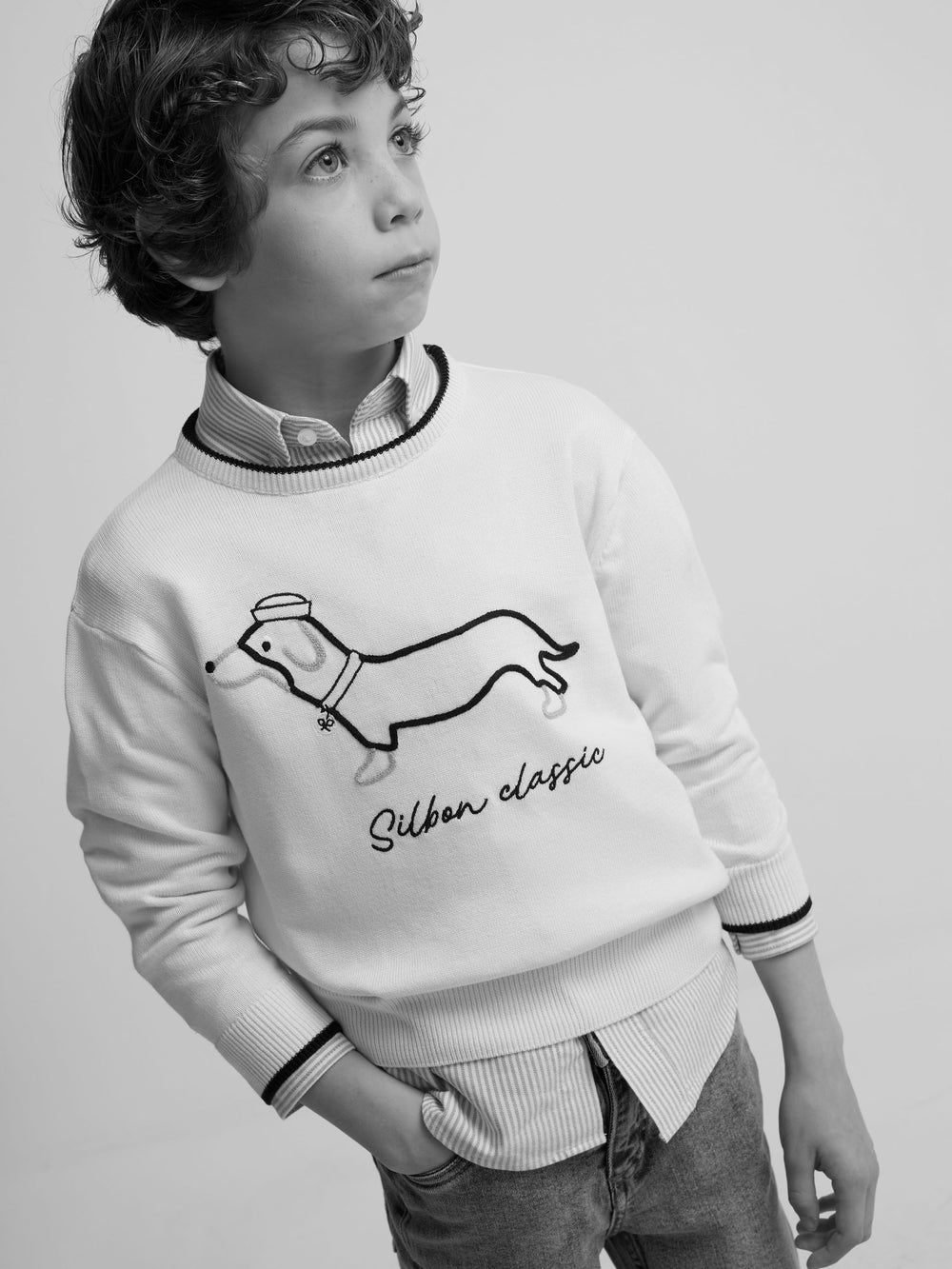 Kids cream dog sweater